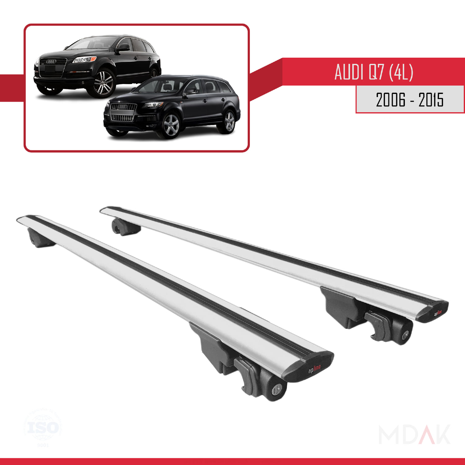 Q7 (4L) 2006-2015 Arası ile Uyumlu HOOK Model Ara Atkı Tavan Barı Gri 2 Adet - Görsel 9