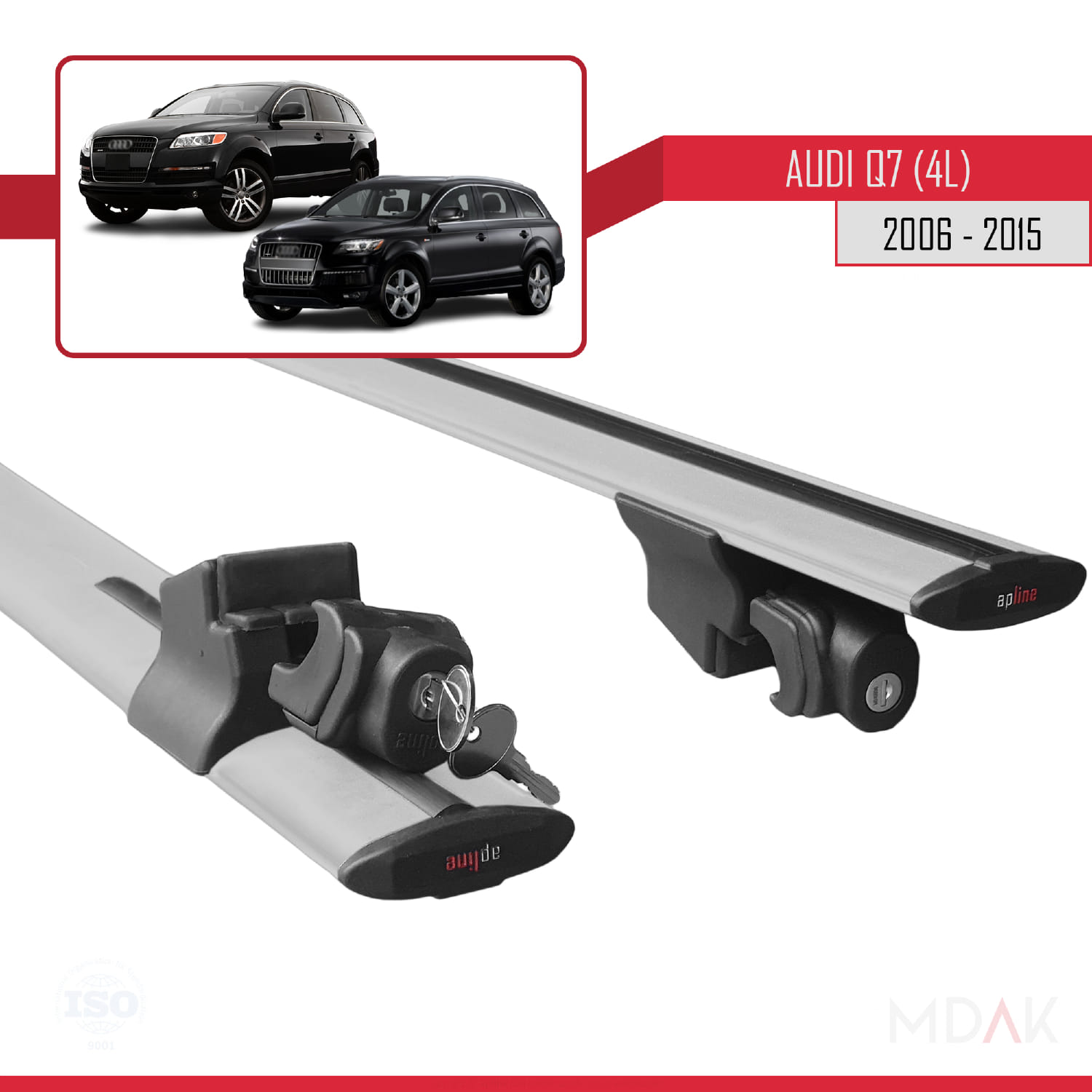 Q7 (4L) 2006-2015 Arası ile Uyumlu HOOK Model Ara Atkı Tavan Barı Gri 2 Adet - Görsel 5