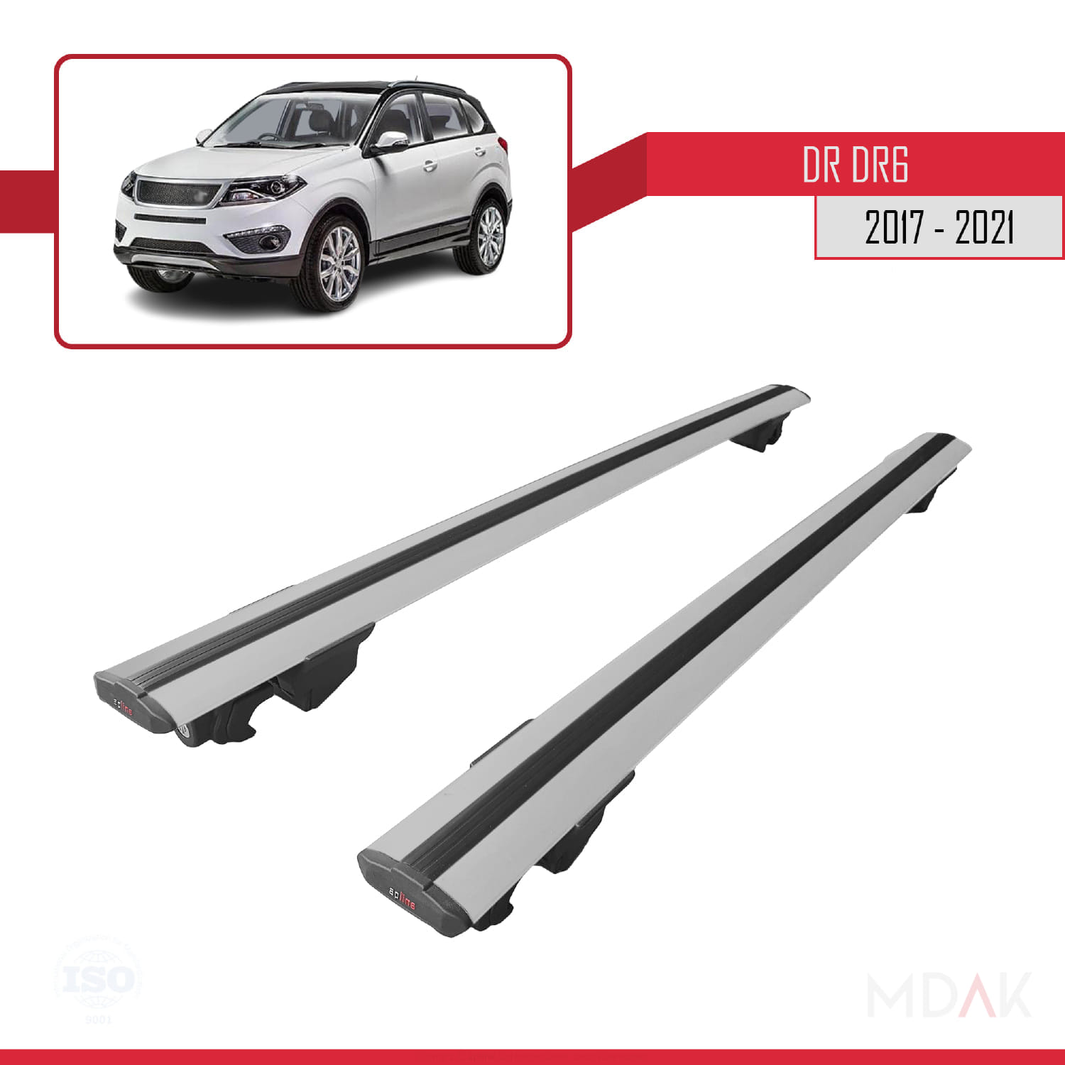 DR DR6 2017-2021 Arası ile Uyumlu HOOK Model Ara Atkı Tavan Barı Gri 2 Adet - Görsel 4