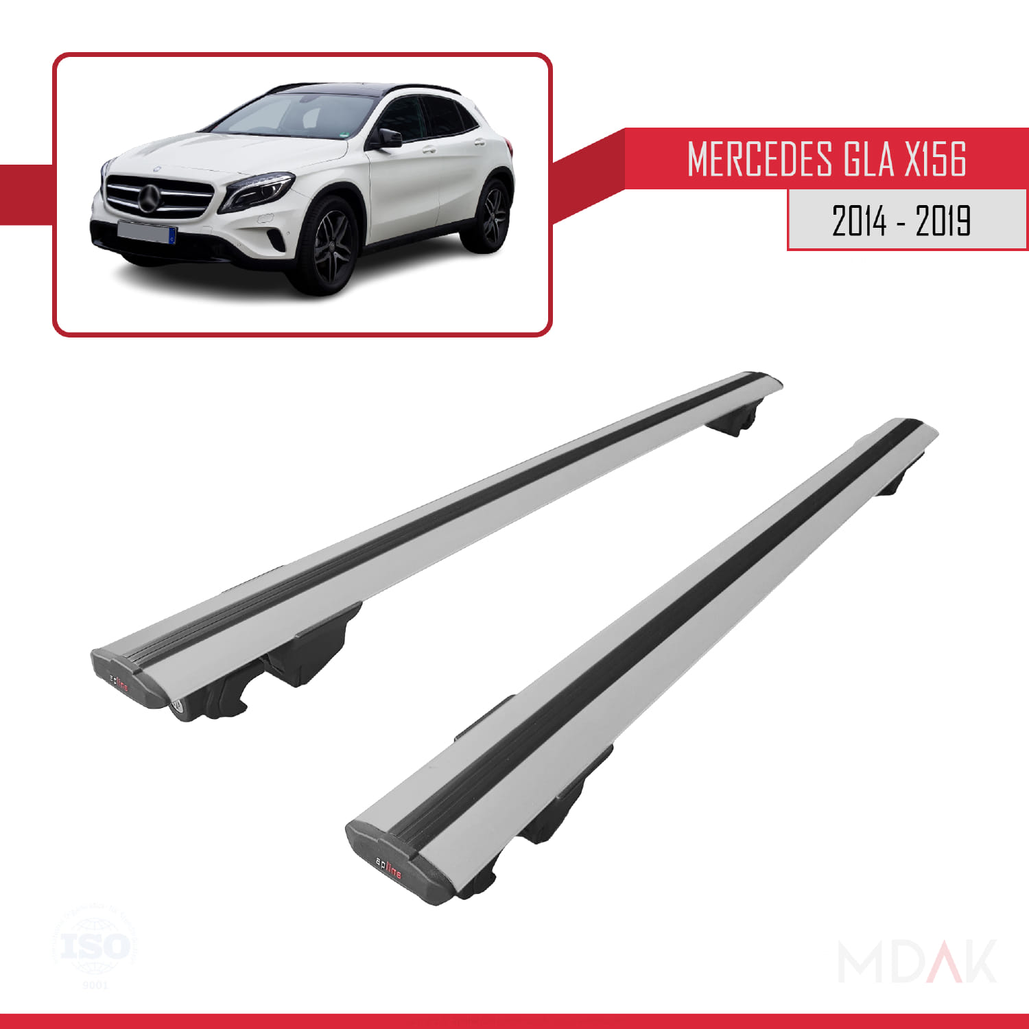 Mercedes GLA Class (X156) 2014-2019 Arası ile Uyumlu HOOK Model Ara Atkı Tavan Barı Gri 2 Adet - Görsel 4
