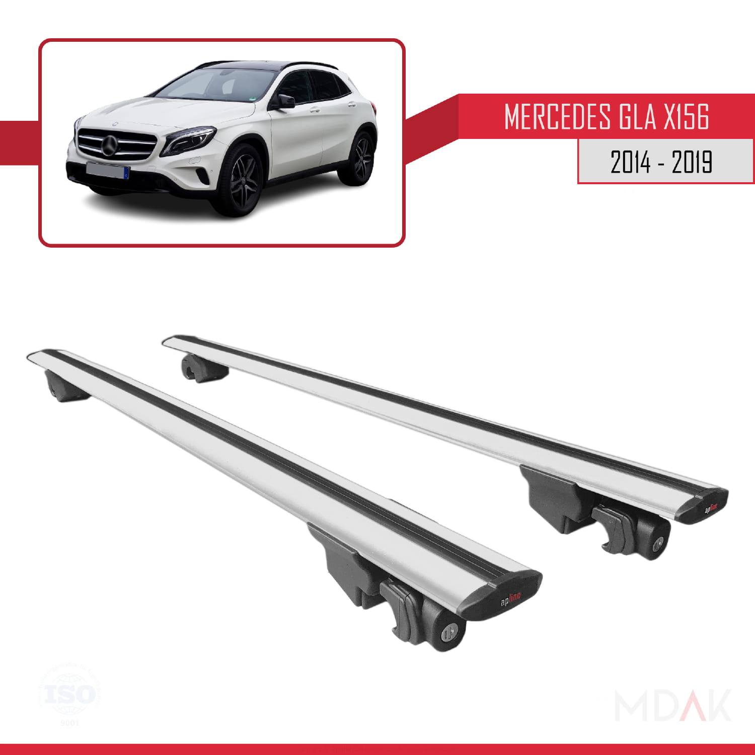Mercedes GLA Class (X156) 2014-2019 Arası ile Uyumlu HOOK Model Ara Atkı Tavan Barı Gri 2 Adet - Görsel 9
