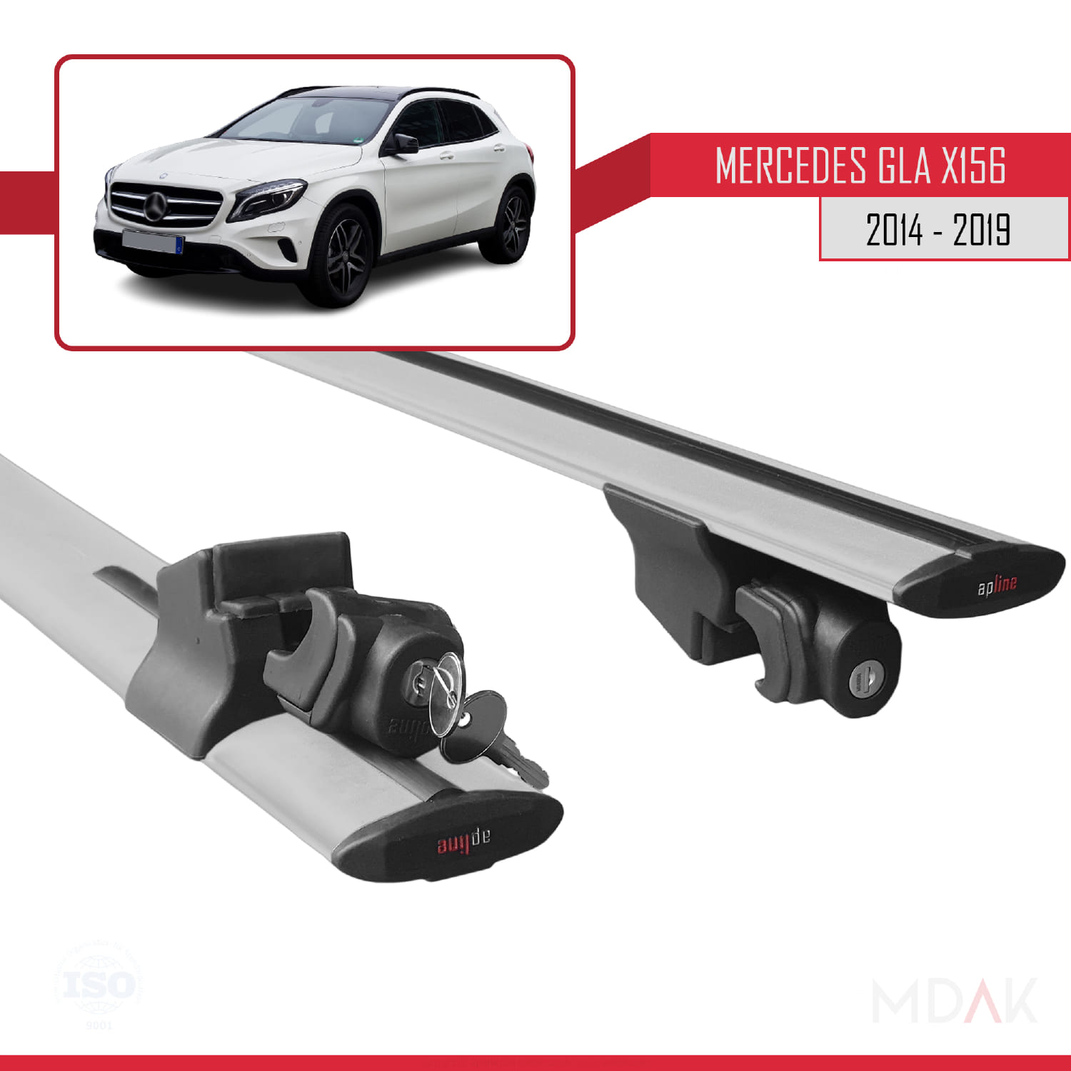 Mercedes GLA Class (X156) 2014-2019 Arası ile Uyumlu HOOK Model Ara Atkı Tavan Barı Gri 2 Adet - Görsel 5