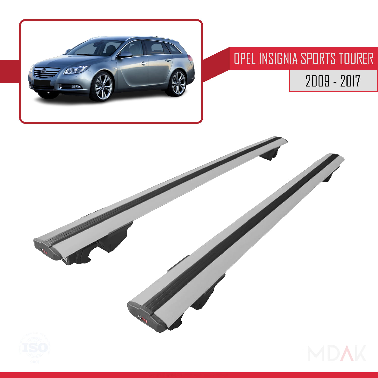 Opel Insignia (G09) ST 2009-2017 Arası ile Uyumlu HOOK Model Ara Atkı Tavan Barı Gri 2 Adet - Görsel 4