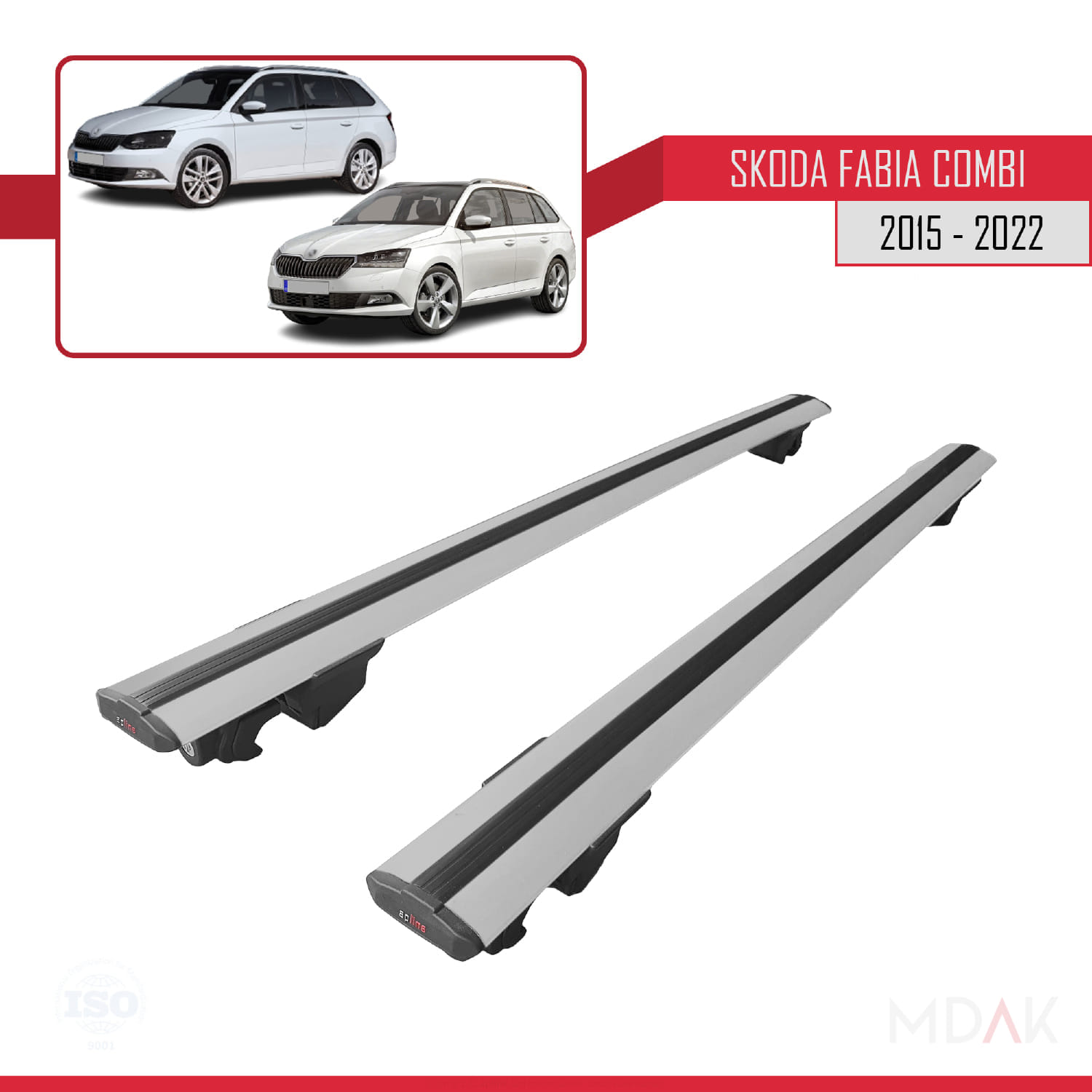 Skoda Fabia 3 (NJ) SW 2015-2022 Arası ile Uyumlu HOOK Model Ara Atkı Tavan Barı Gri 2 Adet - Görsel 4