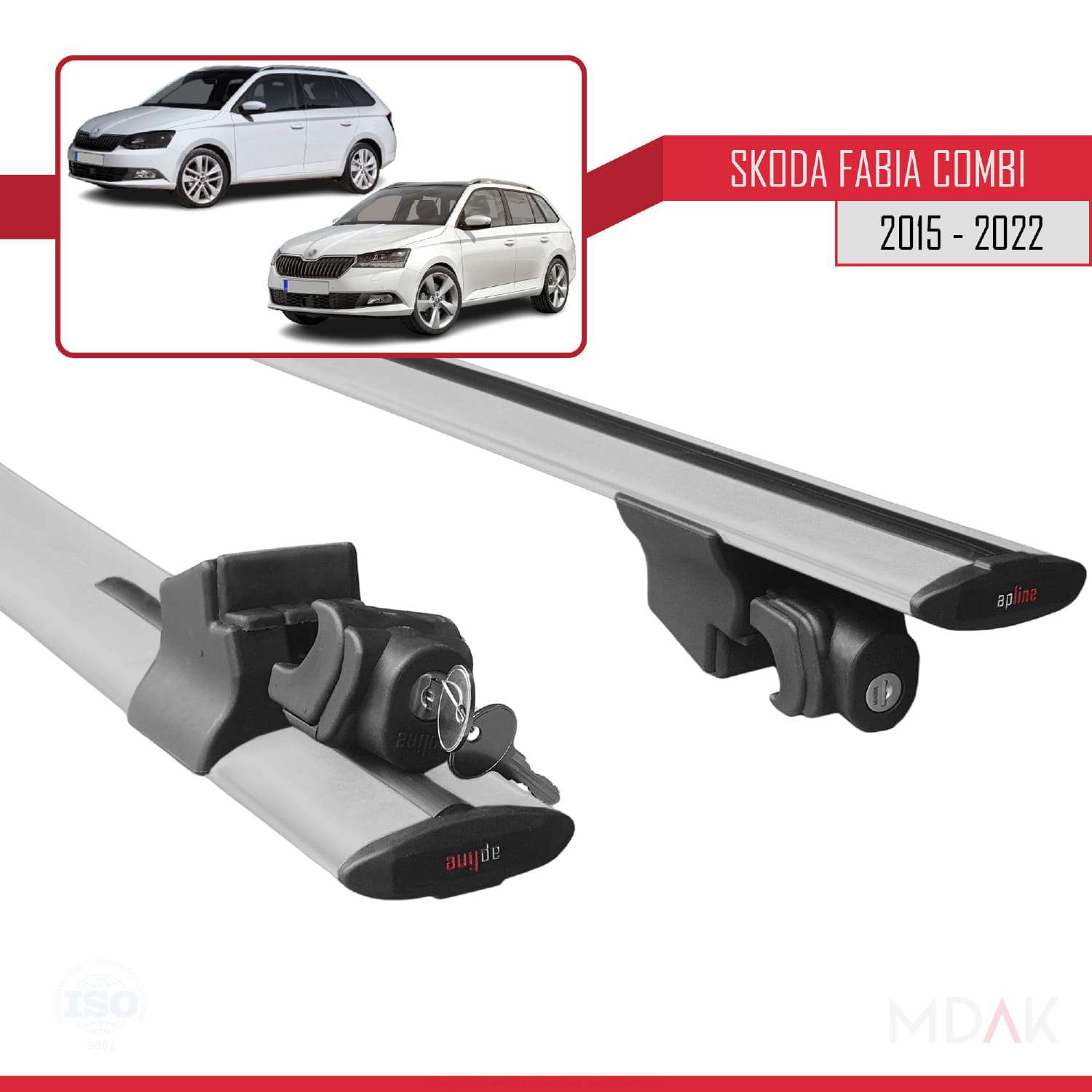 Skoda Fabia 3 (NJ) SW 2015-2022 Arası ile Uyumlu HOOK Model Ara Atkı Tavan Barı Gri 2 Adet - Görsel 5