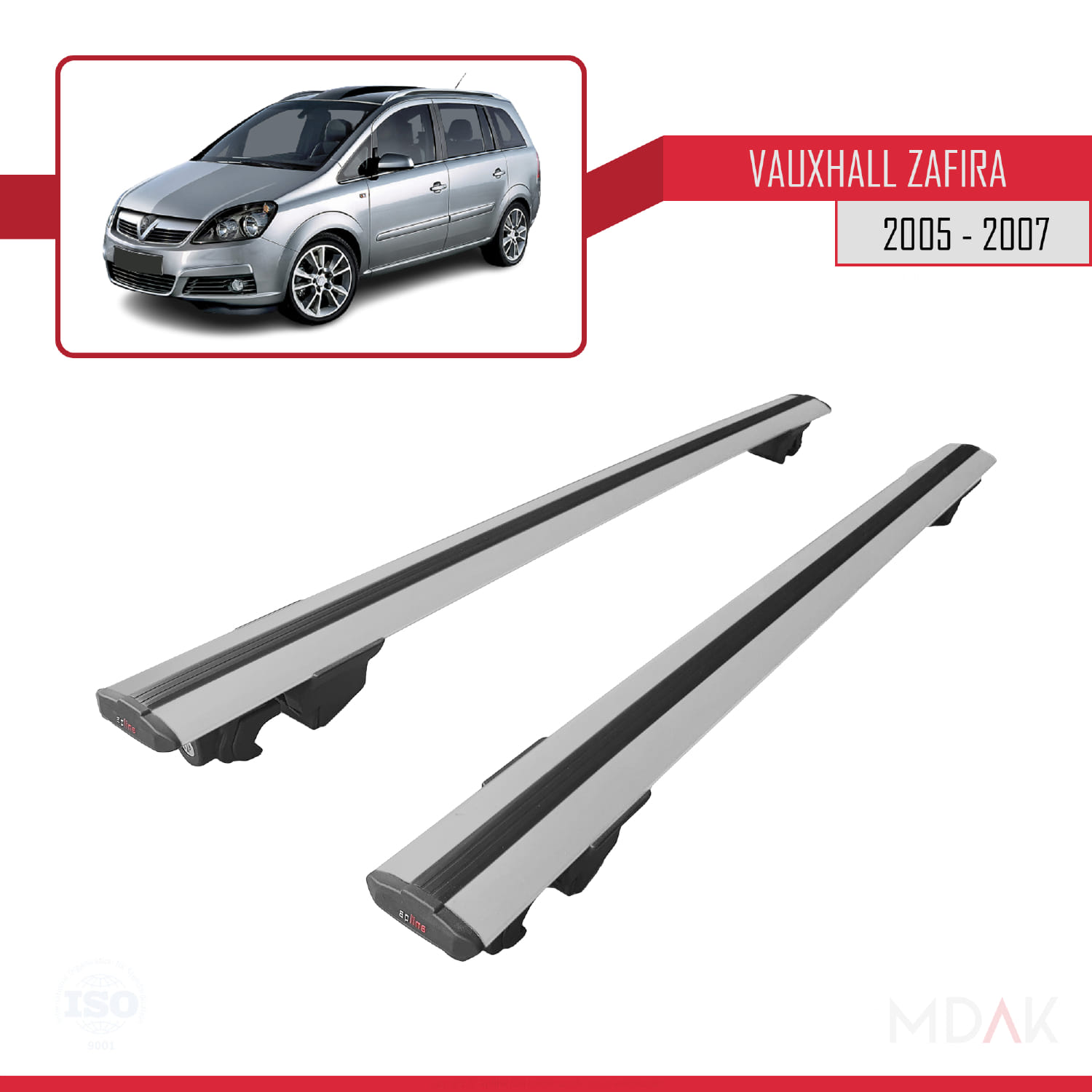 Vauxhall Zafira B (A05) 2005-2007 Arası ile Uyumlu HOOK Model Ara Atkı Tavan Barı Gri 2 Adet - Görsel 4