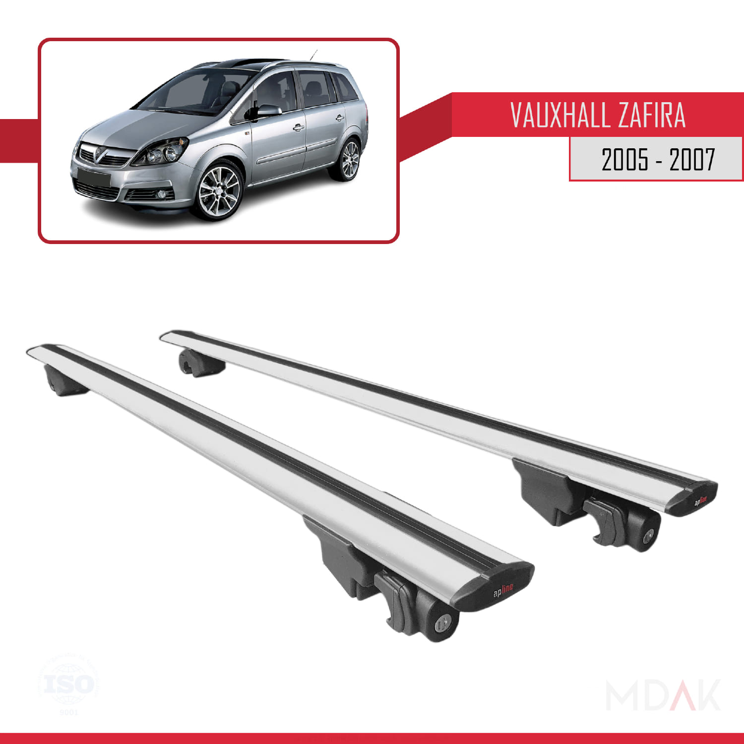Vauxhall Zafira B (A05) 2005-2007 Arası ile Uyumlu HOOK Model Ara Atkı Tavan Barı Gri 2 Adet - Görsel 9