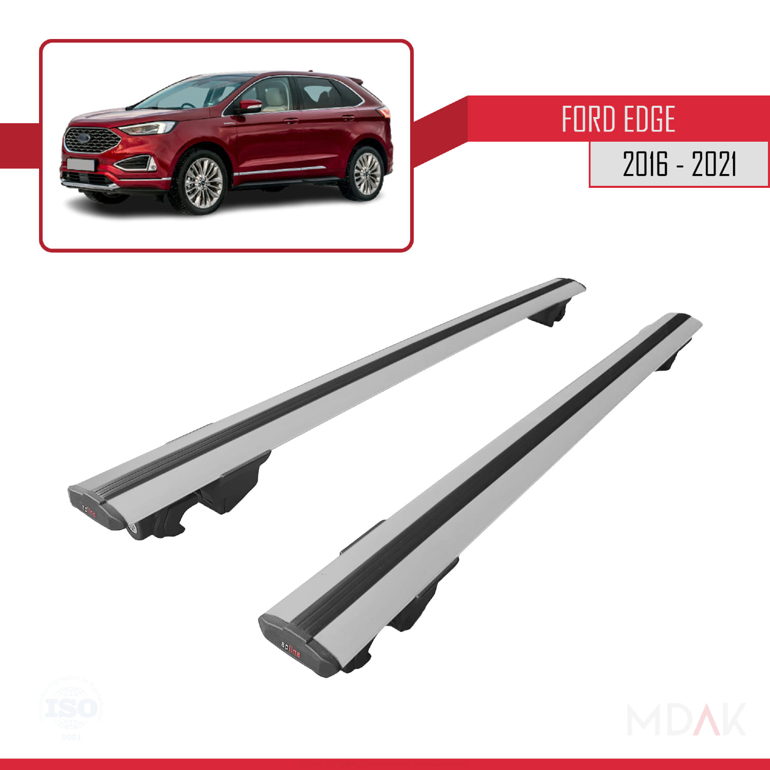 Ford Edge (CD539) 2016-2021 Arası ile Uyumlu HOOK Model Ara Atkı Tavan Barı Gri 2 Adet - Görsel 4