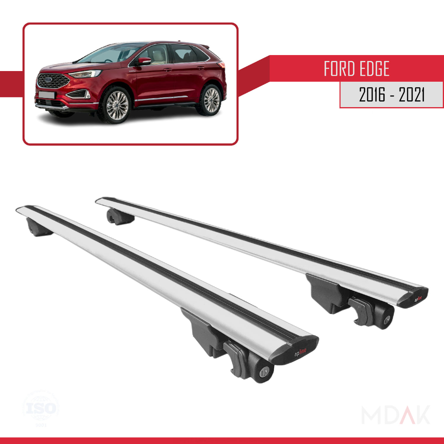 Ford Edge (CD539) 2016-2021 Arası ile Uyumlu HOOK Model Ara Atkı Tavan Barı Gri 2 Adet - Görsel 8