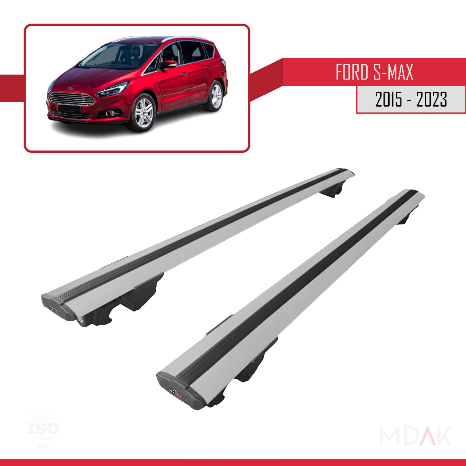Ford S-Max 2 (CD539) 2015-2023 Arası ile Uyumlu HOOK Model Ara Atkı Tavan Barı Gri 2 Adet - Görsel 4