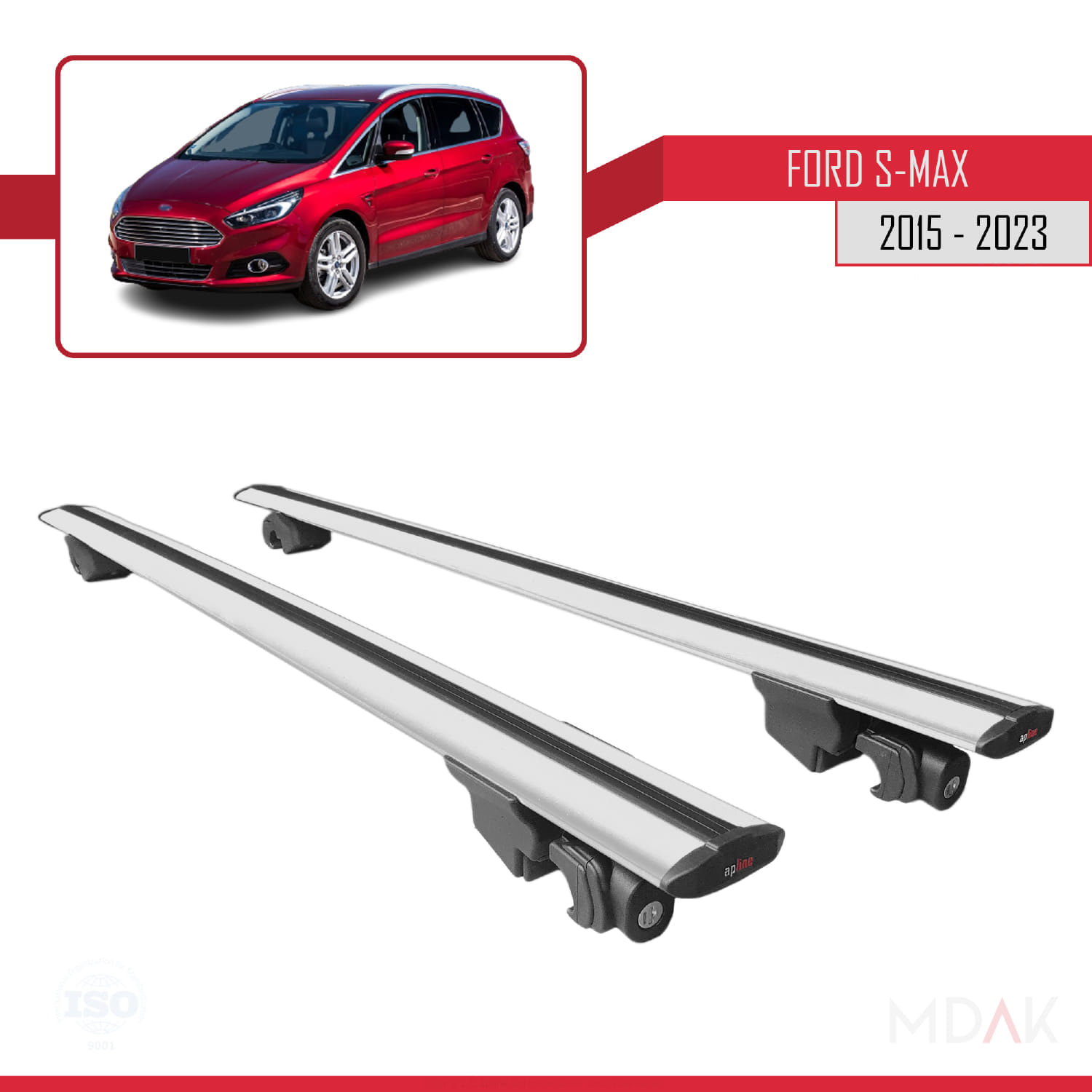 Ford S-Max 2 (CD539) 2015-2023 Arası ile Uyumlu HOOK Model Ara Atkı Tavan Barı Gri 2 Adet - Görsel 8