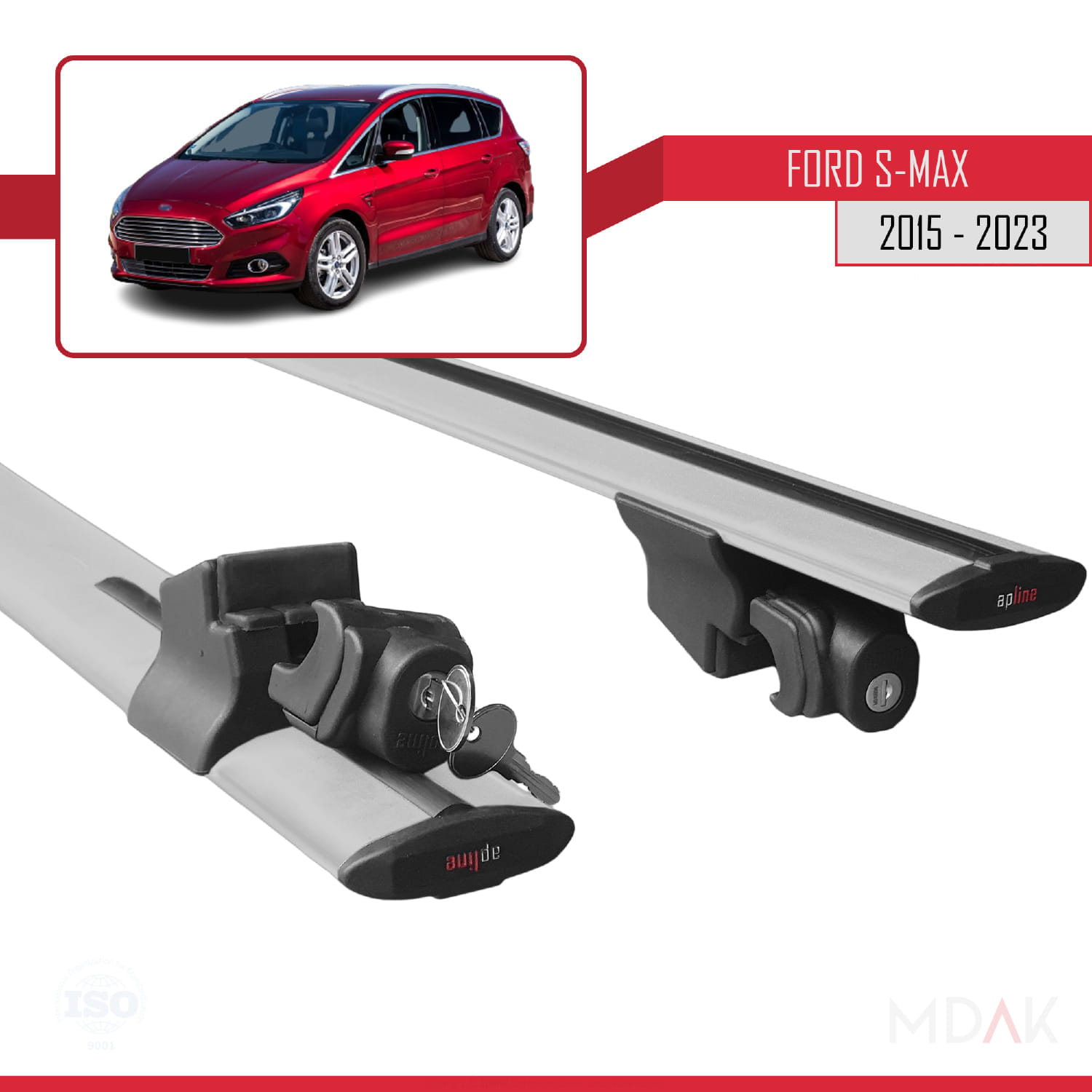 Ford S-Max 2 (CD539) 2015-2023 Arası ile Uyumlu HOOK Model Ara Atkı Tavan Barı Gri 2 Adet - Görsel 5