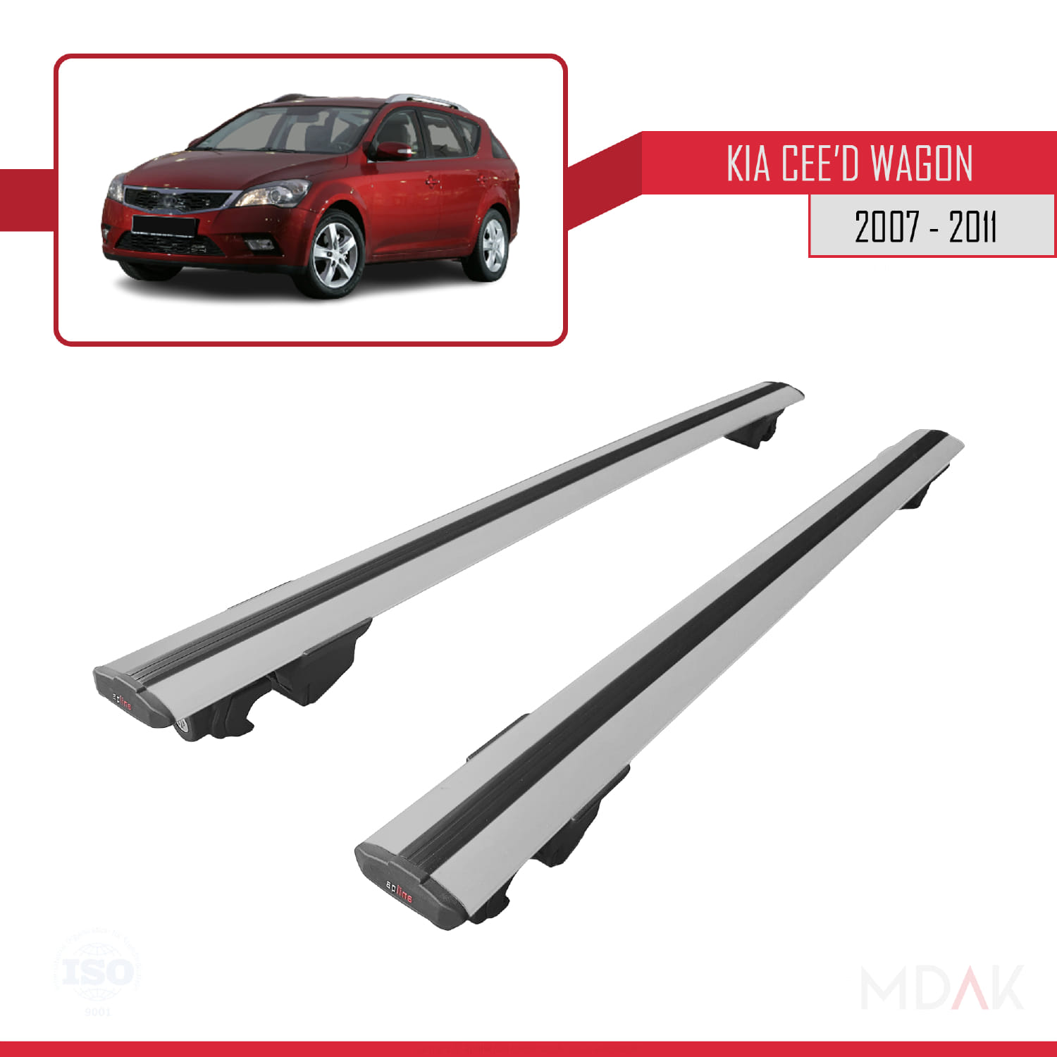 Kia Ceed (ED) SW Pre-Facelift 2006-2009 Arası ile Uyumlu HOOK Model Ara Atkı Tavan Barı Gri 2 Adet - Görsel 4