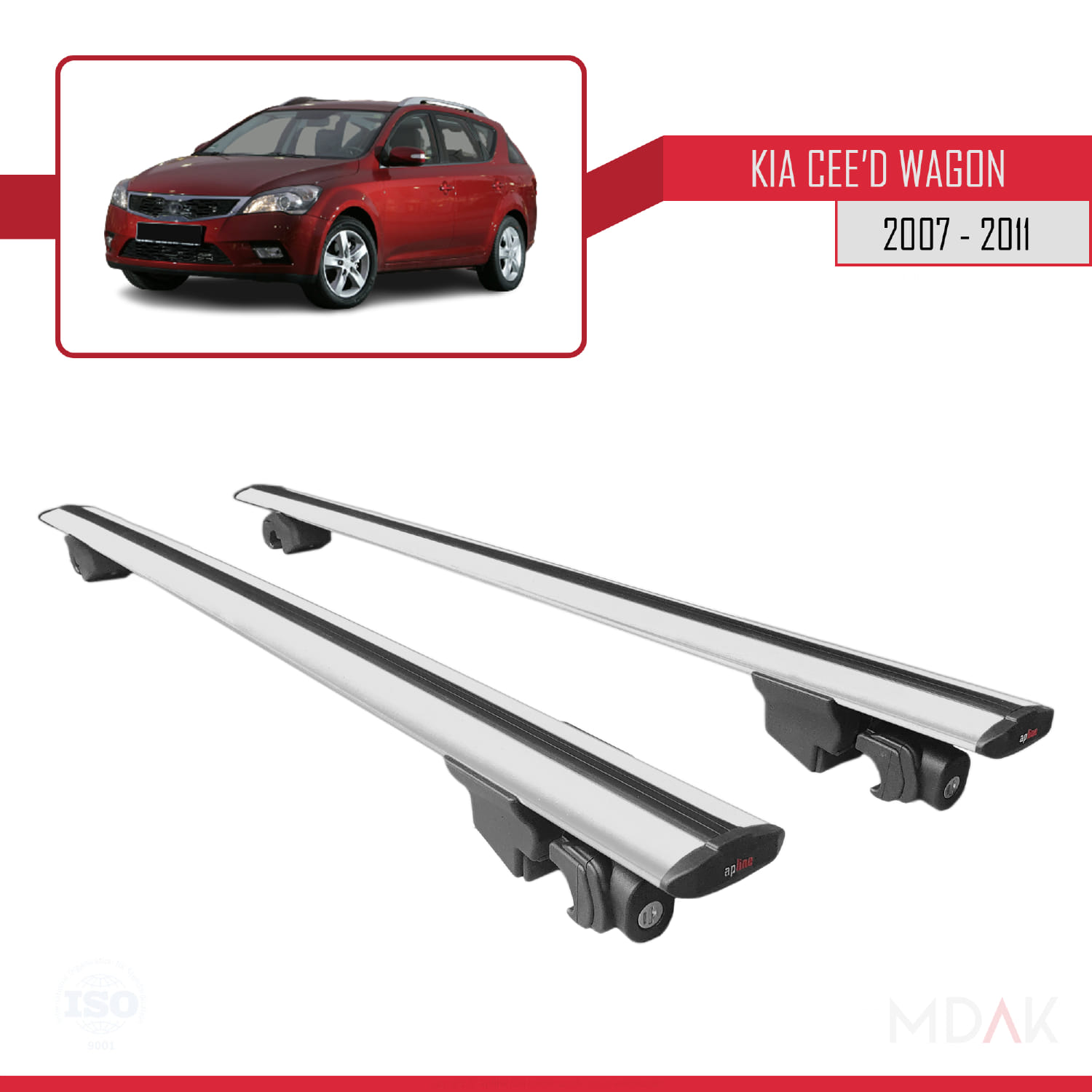 Kia Ceed (ED) SW Pre-Facelift 2006-2009 Arası ile Uyumlu HOOK Model Ara Atkı Tavan Barı Gri 2 Adet - Görsel 9