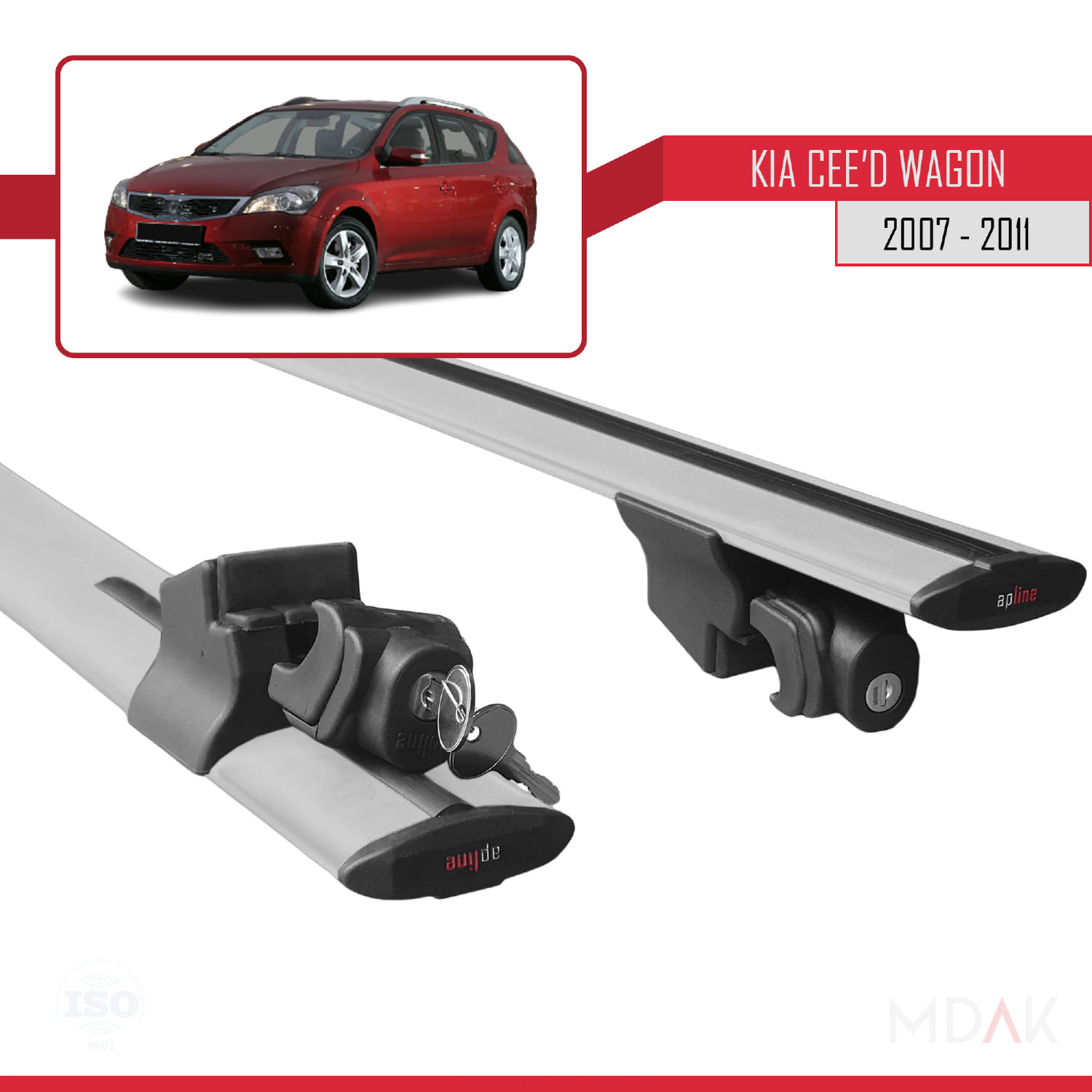 Kia Ceed (ED) SW Pre-Facelift 2006-2009 Arası ile Uyumlu HOOK Model Ara Atkı Tavan Barı Gri 2 Adet - Görsel 5