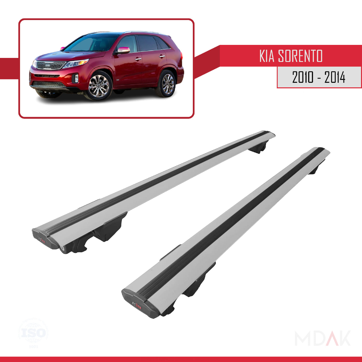 Kia Sorento 2 (XM) 2010-2014 Arası ile Uyumlu HOOK Model Ara Atkı Tavan Barı Gri 2 Adet - Görsel 4
