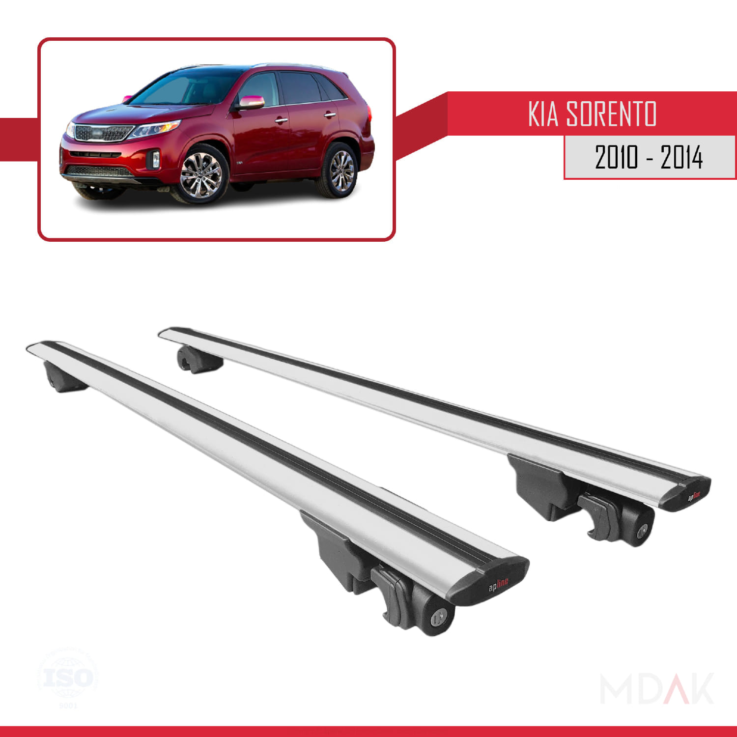 Kia Sorento 2 (XM) 2010-2014 Arası ile Uyumlu HOOK Model Ara Atkı Tavan Barı Gri 2 Adet - Görsel 8