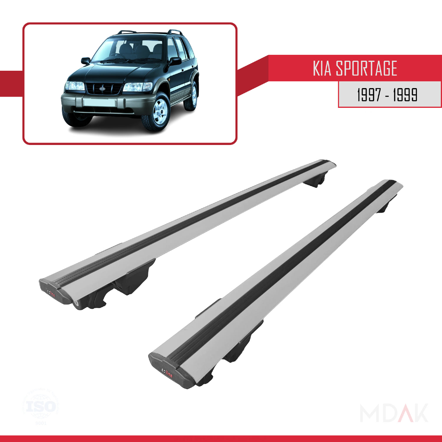 Kia Sportage 1997-1999 Arası ile Uyumlu HOOK Model Ara Atkı Tavan Barı Gri 2 Adet - Görsel 4