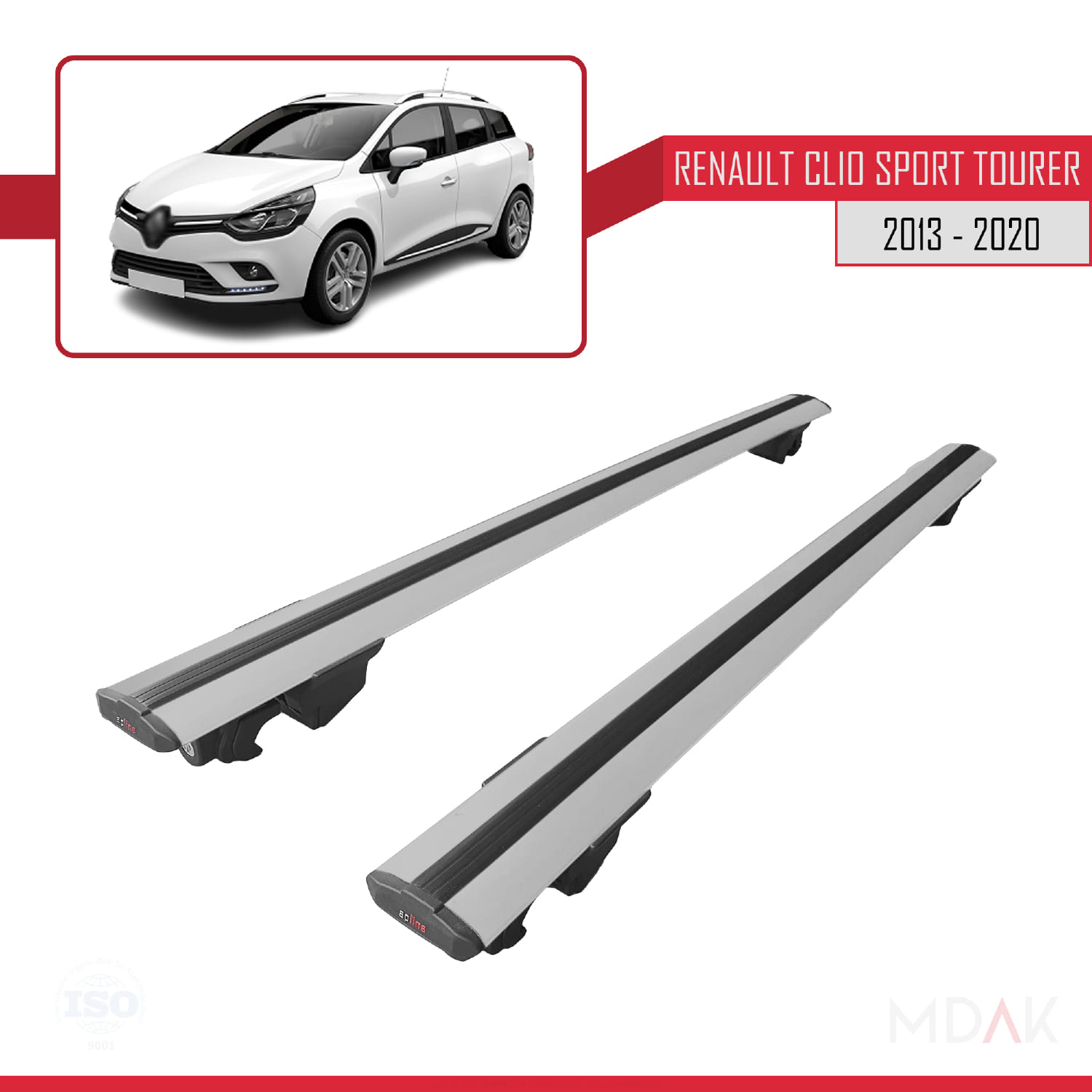 Renault Clio 4 ST 2013-2020 Arası ile Uyumlu HOOK Model Ara Atkı Tavan Barı Gri 2 Adet - Görsel 4