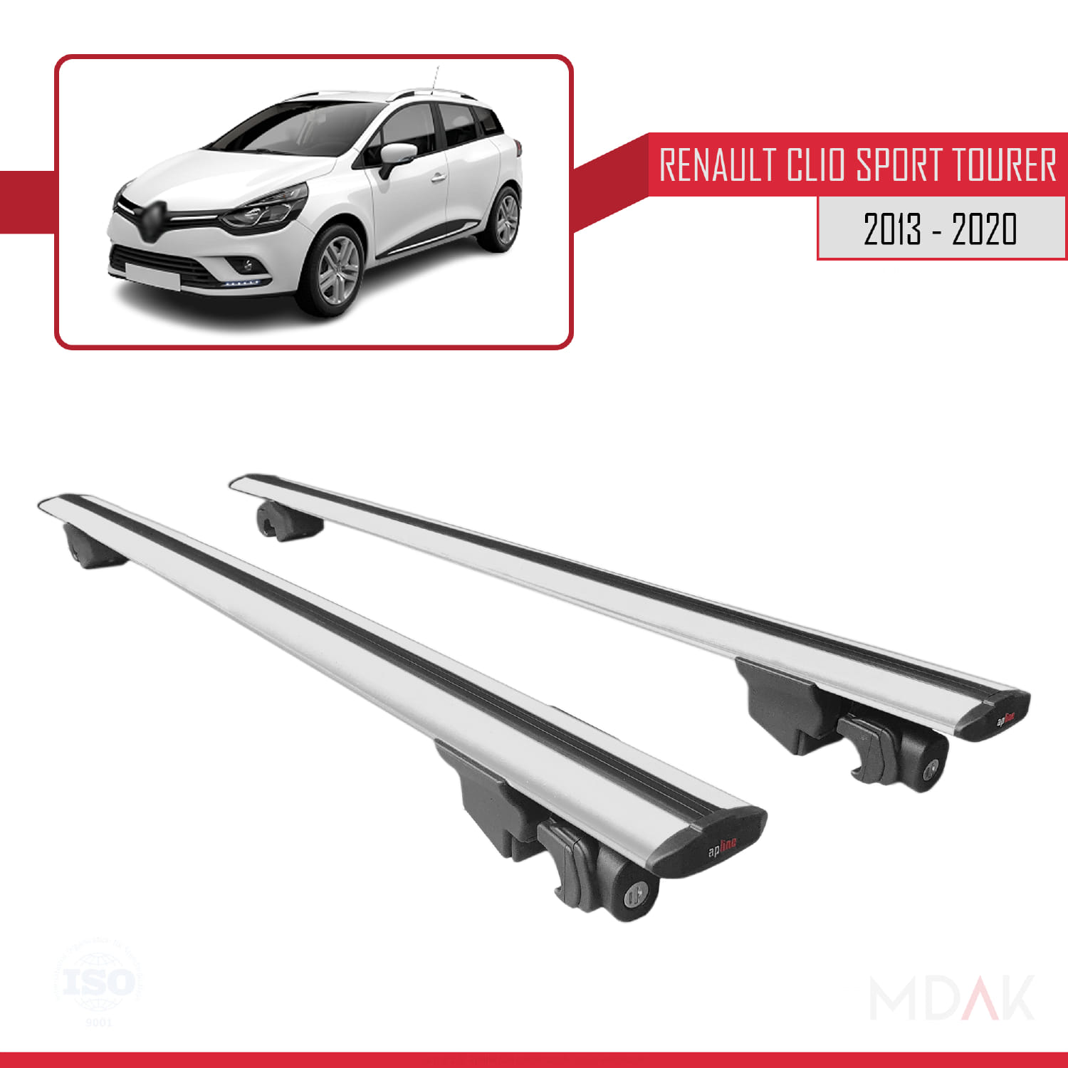 Renault Clio 4 ST 2013-2020 Arası ile Uyumlu HOOK Model Ara Atkı Tavan Barı Gri 2 Adet - Görsel 9