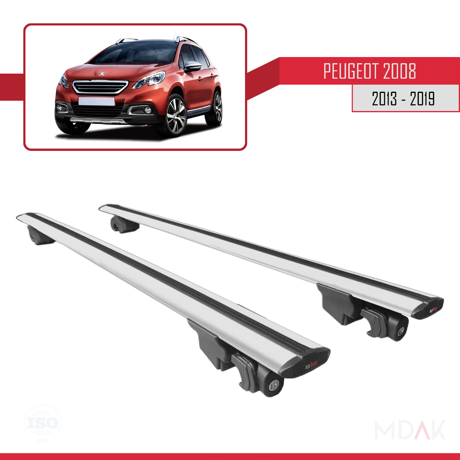 Peugeot 2008 (A94) 2013-2019 Arası ile Uyumlu HOOK Model Ara Atkı Tavan Barı Gri 2 Adet - Görsel 9