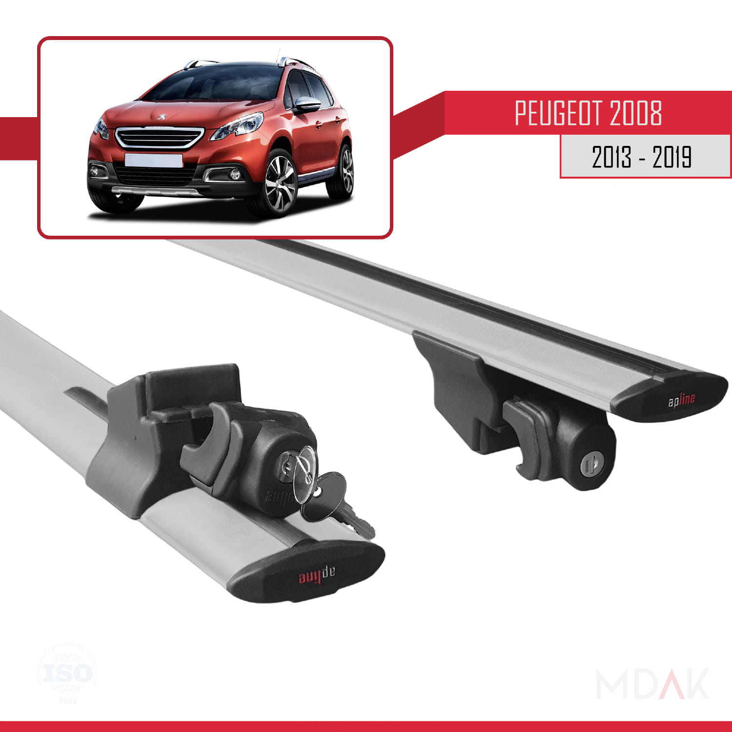 Peugeot 2008 (A94) 2013-2019 Arası ile Uyumlu HOOK Model Ara Atkı Tavan Barı Gri 2 Adet - Görsel 5