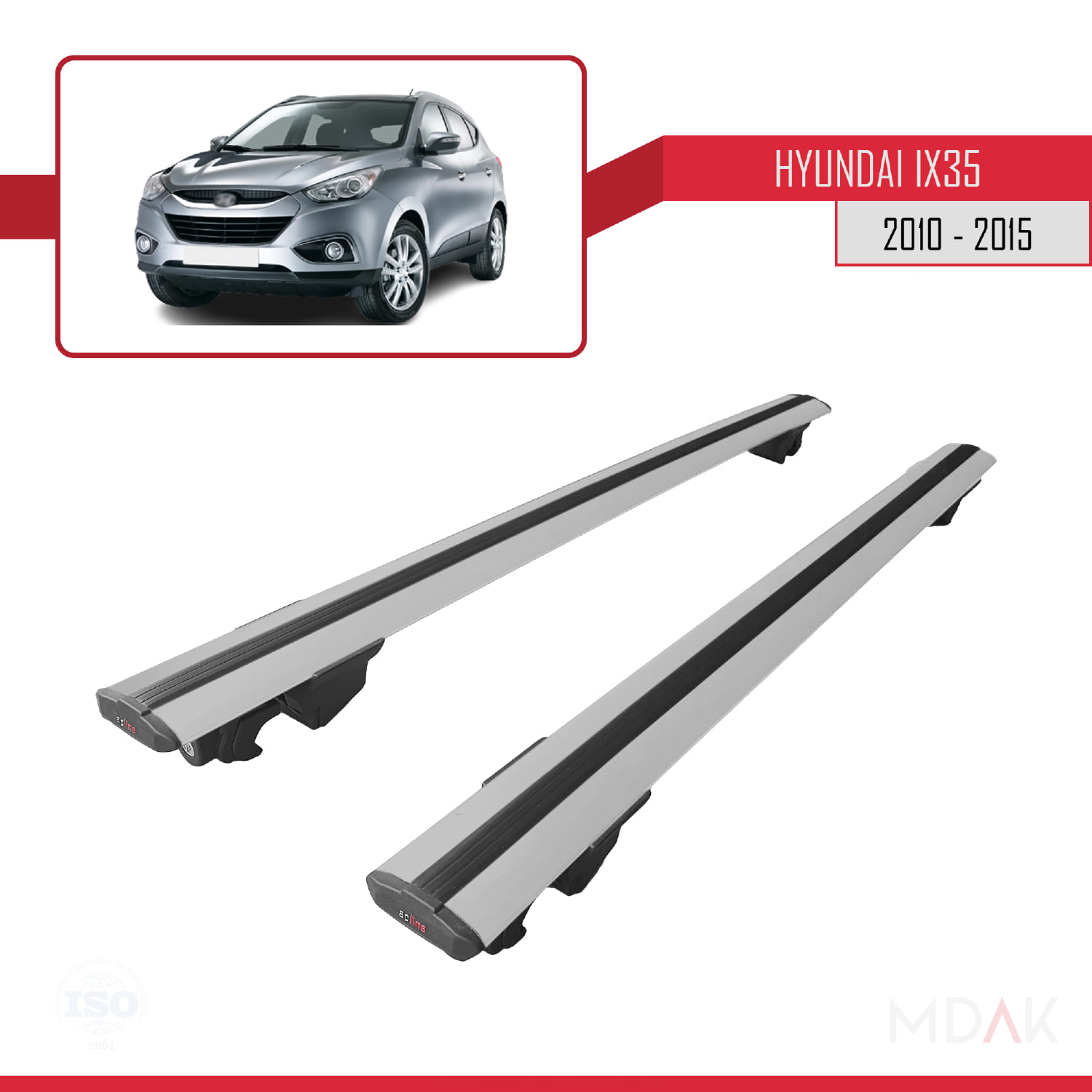 Hyundai ix35 2 (LM) 2010-2015 Arası ile Uyumlu HOOK Model Ara Atkı Tavan Barı Gri 2 Adet - Görsel 4