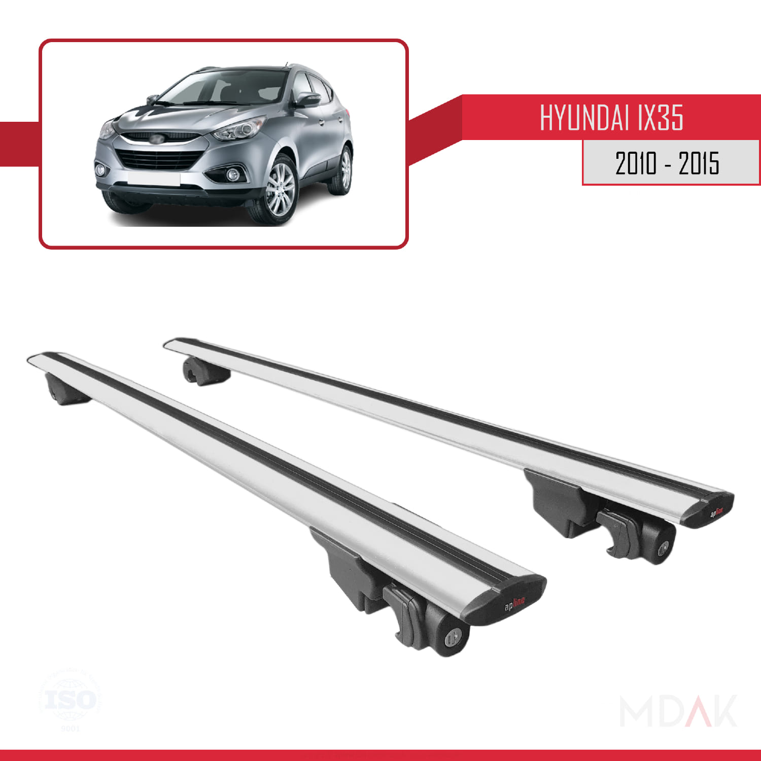 Hyundai ix35 2 (LM) 2010-2015 Arası ile Uyumlu HOOK Model Ara Atkı Tavan Barı Gri 2 Adet - Görsel 9