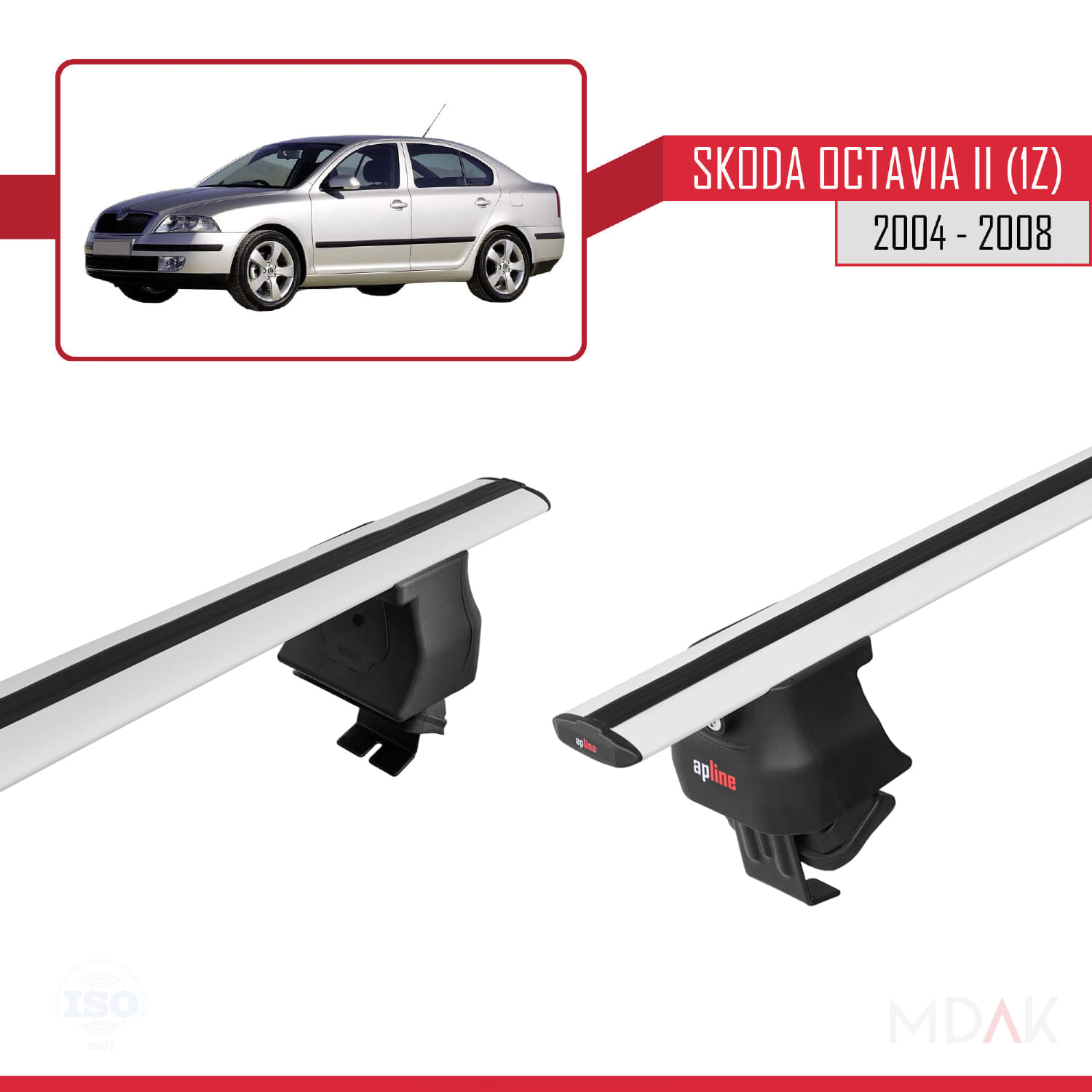 Skoda Octavia 2 (1Z) Pre-Facelift 2004-2008 Arası ile Uyumlu ACE-4 Ara Atkı Tavan Barı Gri 2 Adet - Görsel 4