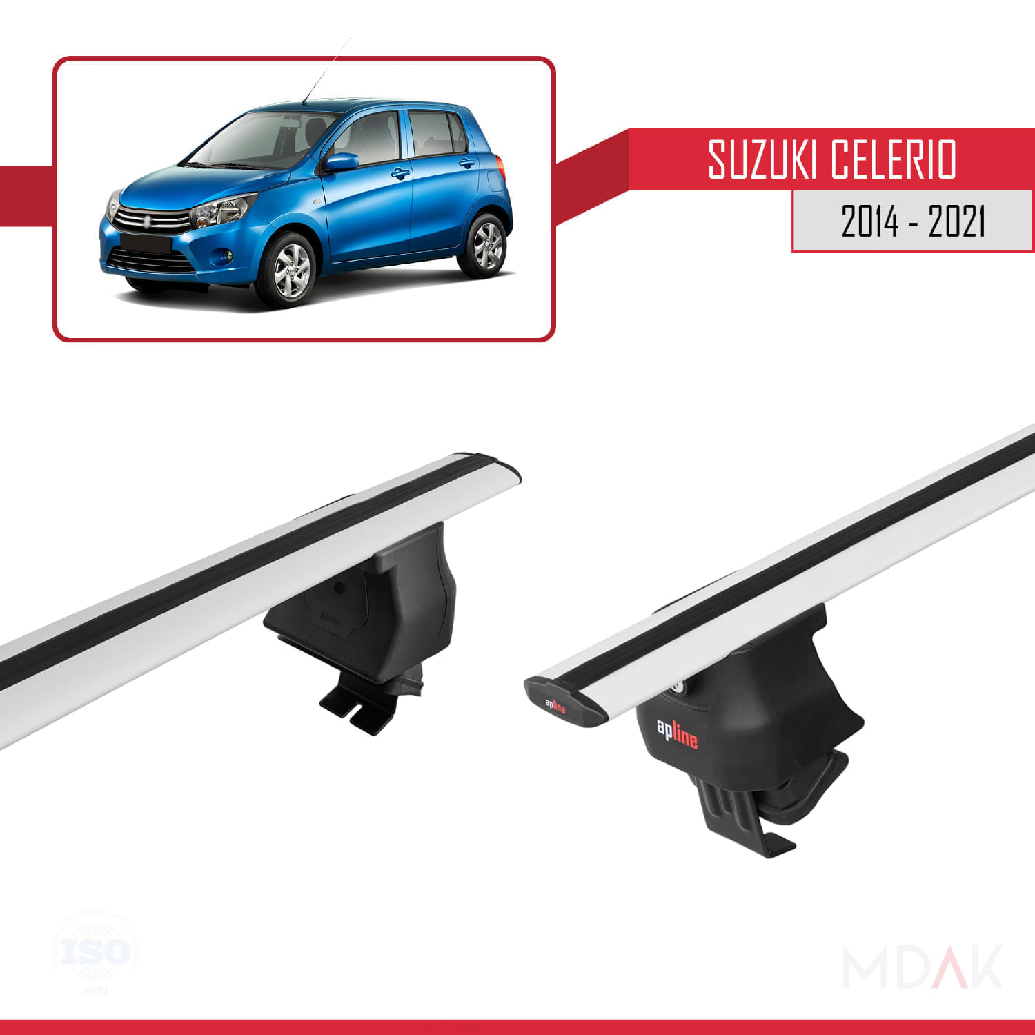 Suzuki Celerio 2 (FE) 2014-2021 Arası ile Uyumlu ACE-4 Ara Atkı Tavan Barı Gri 2 Adet - Görsel 4