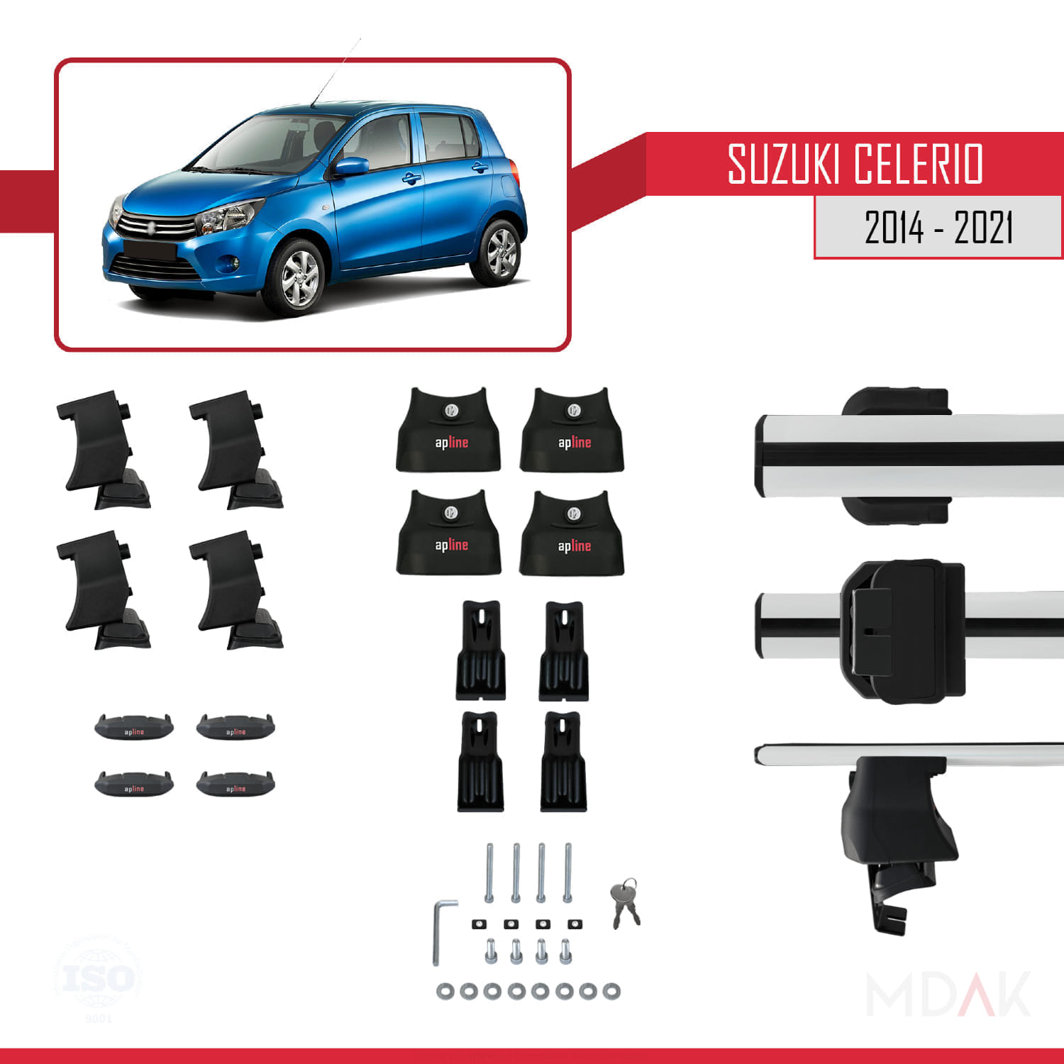 Suzuki Celerio 2 (FE) 2014-2021 Arası ile Uyumlu ACE-4 Ara Atkı Tavan Barı Gri 2 Adet - Görsel 5
