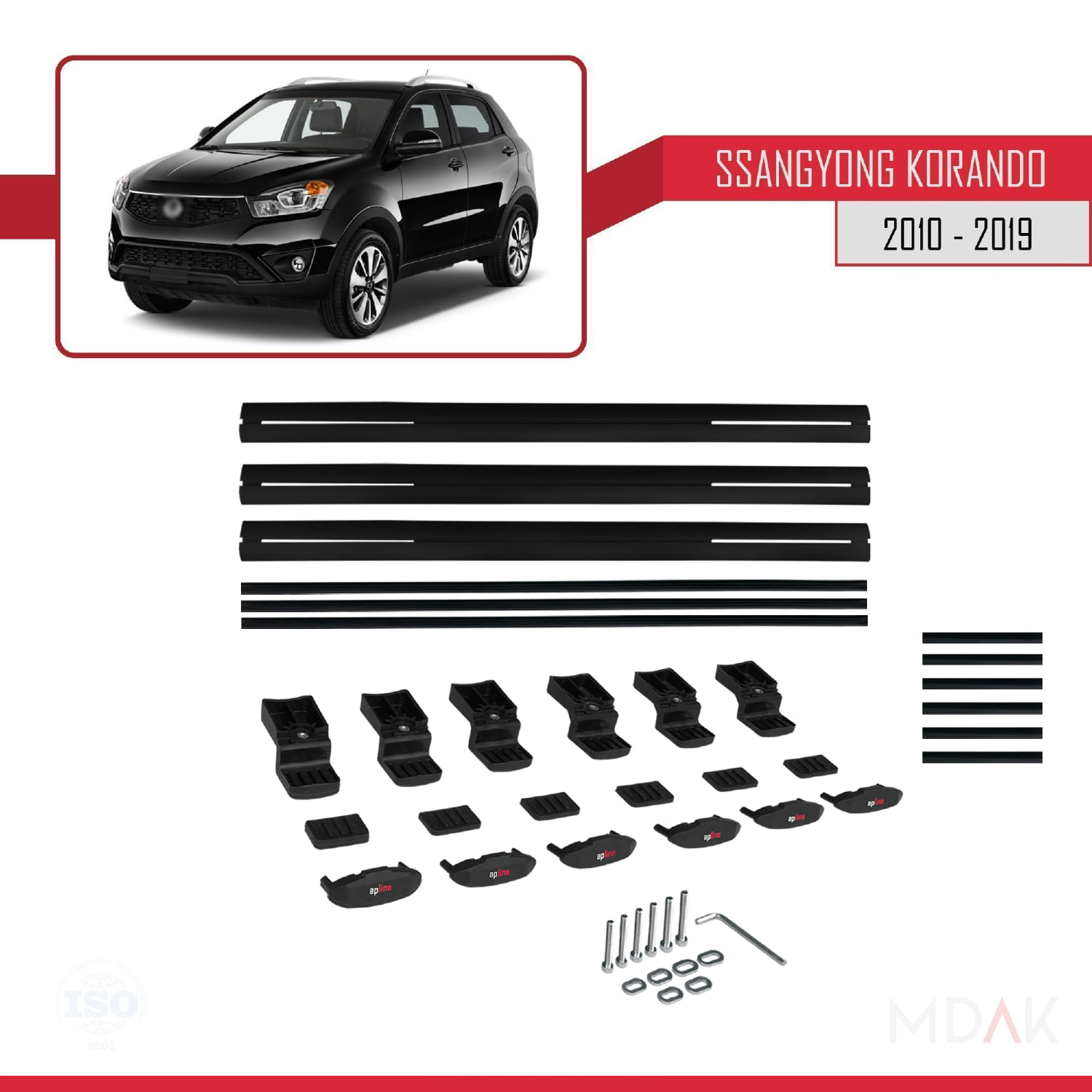 Skoda Octavia 3 (5E) Combi Post-Facelift 2017-2020 Arası ile Uyumlu BASIC Model Ara Atkı Tavan Barı Siyah 3 Adet - Görsel 6