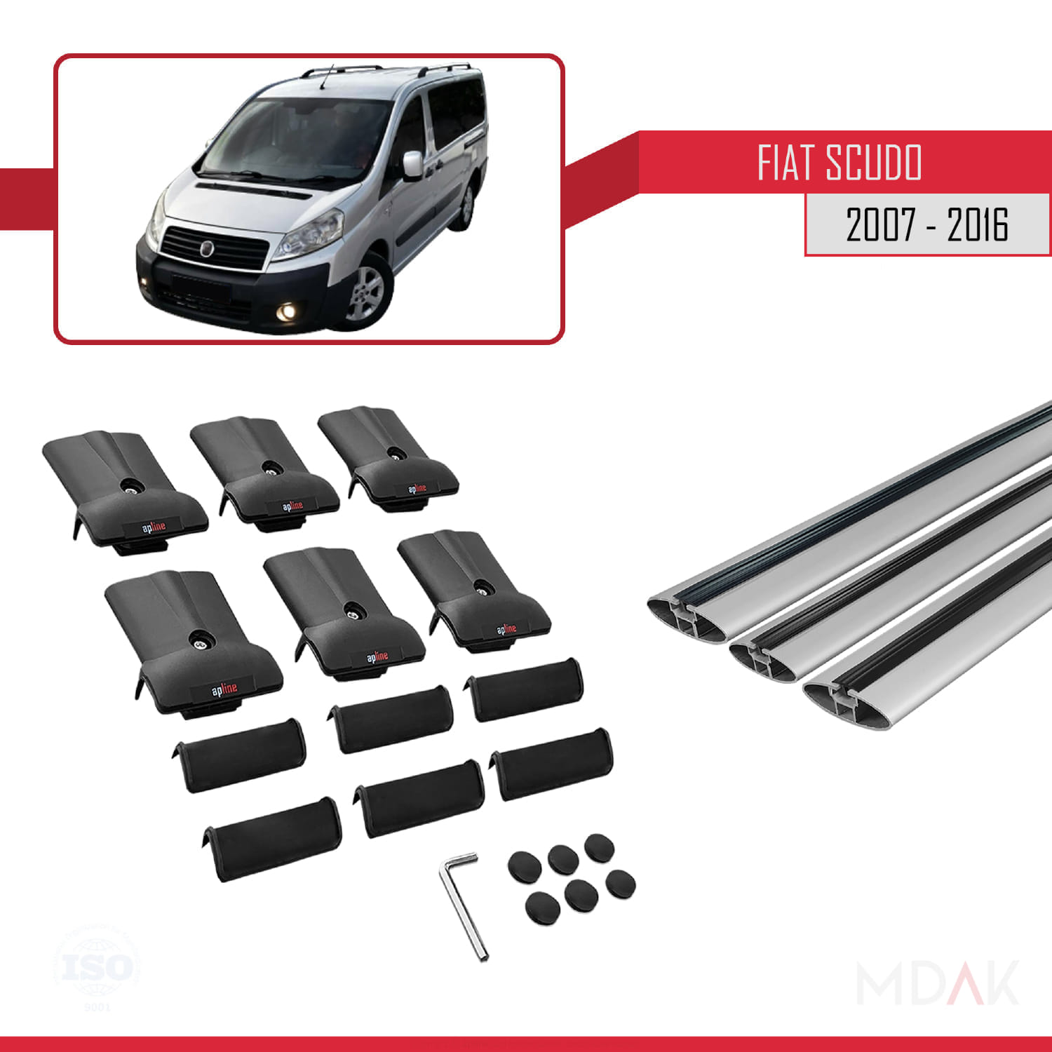 Fiat Scudo 2 2007-2016 Arası ile Uyumlu FLY Model Ara Atkı Tavan Barı Gri 3 Adet - Görsel 5