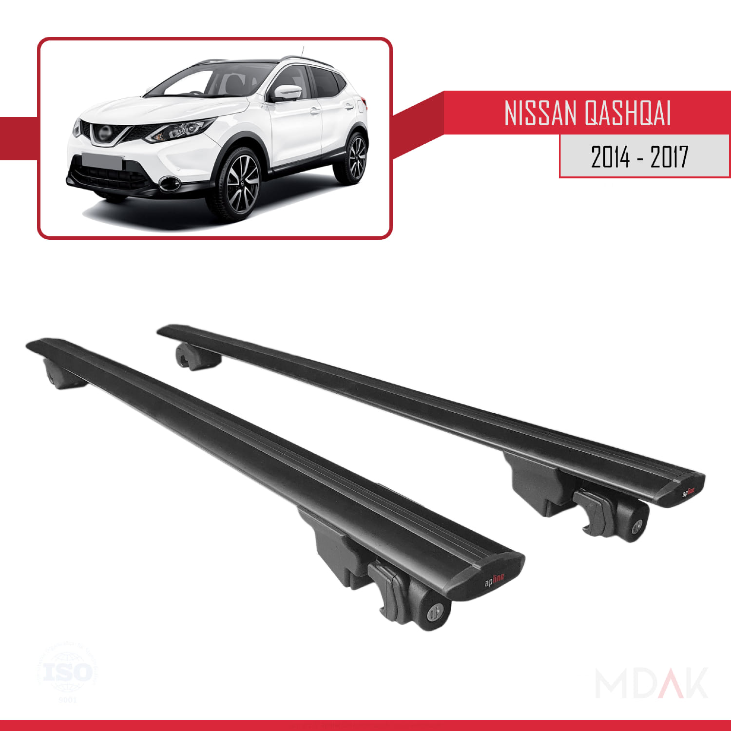 Nissan Qashqai 2 (J11) Pre-Facelift 2014-2017 Arası ile Uyumlu HOOK Model Ara Atkı Tavan Barı Siyah 2 Adet - Görsel 9