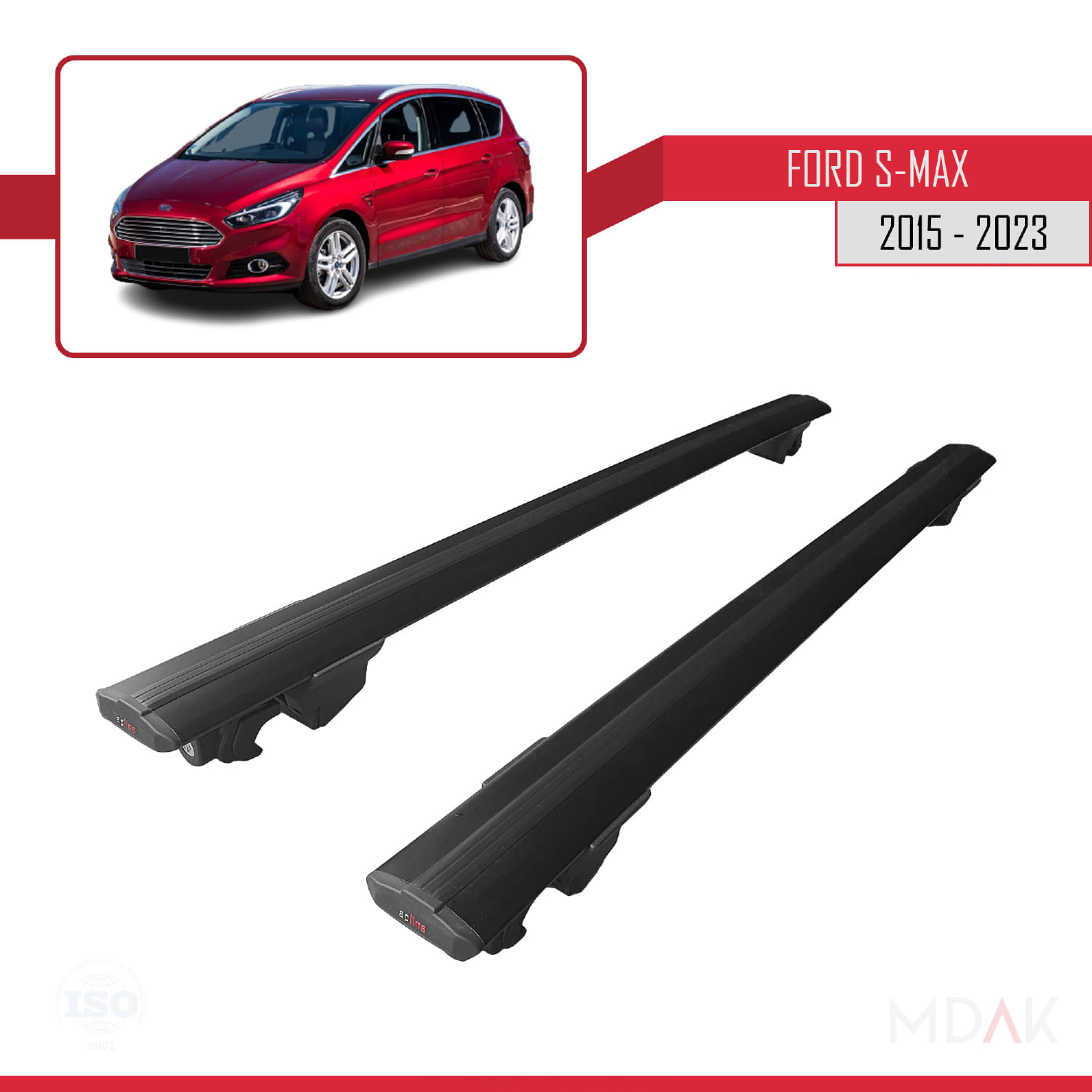 Ford S-Max 2 (CD539) 2015-2023 Arası ile Uyumlu HOOK Model Ara Atkı Tavan Barı Siyah 2 Adet - Görsel 4