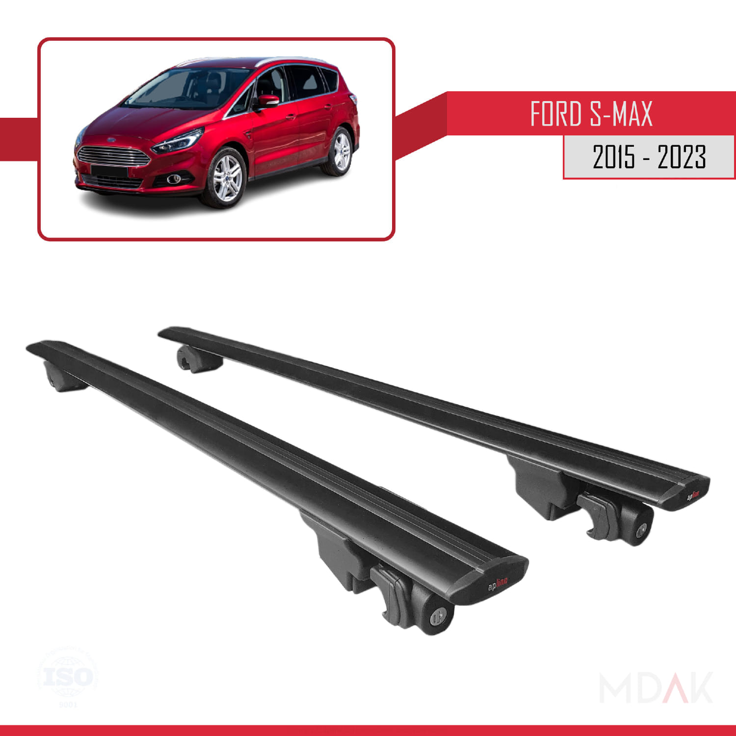Ford S-Max 2 (CD539) 2015-2023 Arası ile Uyumlu HOOK Model Ara Atkı Tavan Barı Siyah 2 Adet - Görsel 8