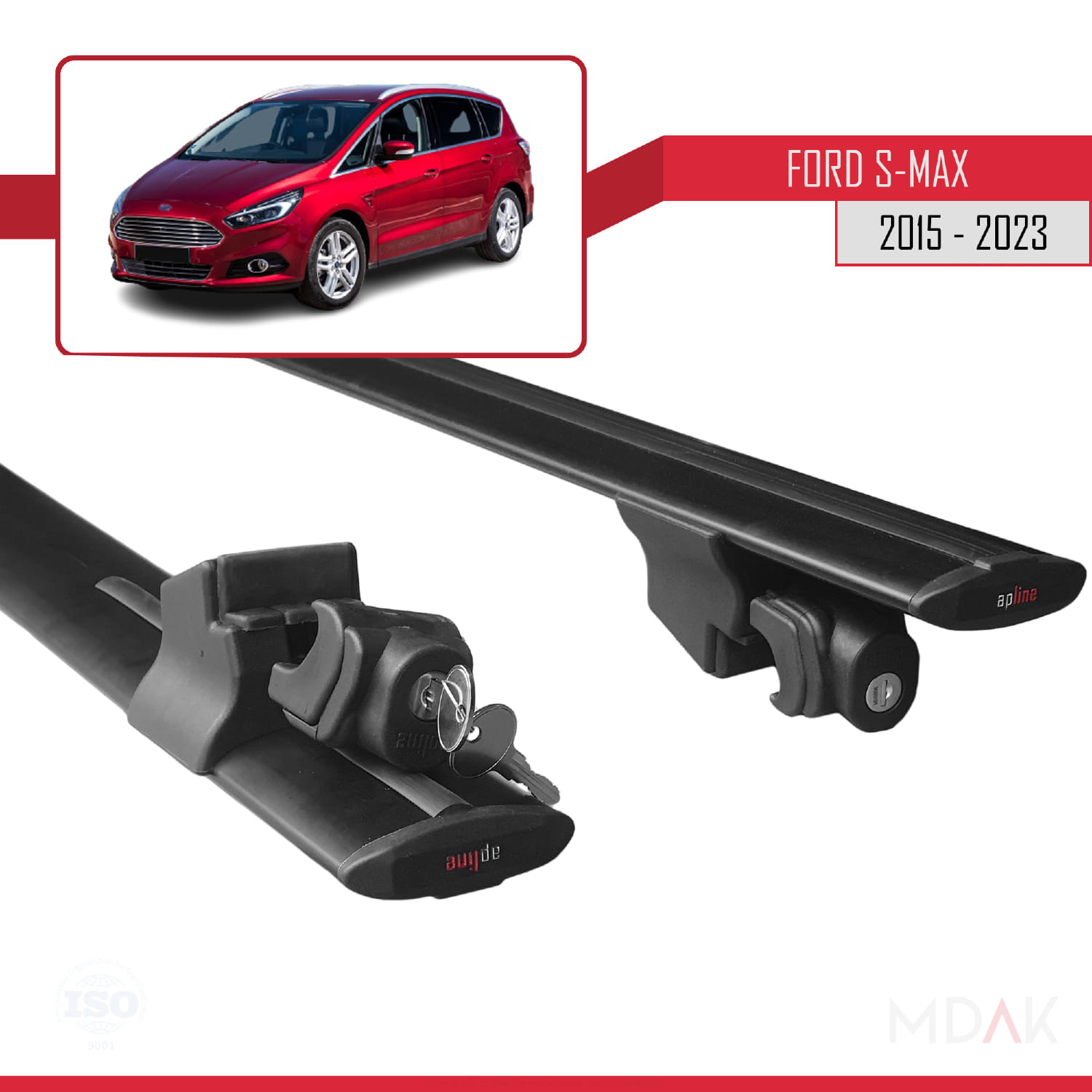 Ford S-Max 2 (CD539) 2015-2023 Arası ile Uyumlu HOOK Model Ara Atkı Tavan Barı Siyah 2 Adet - Görsel 5