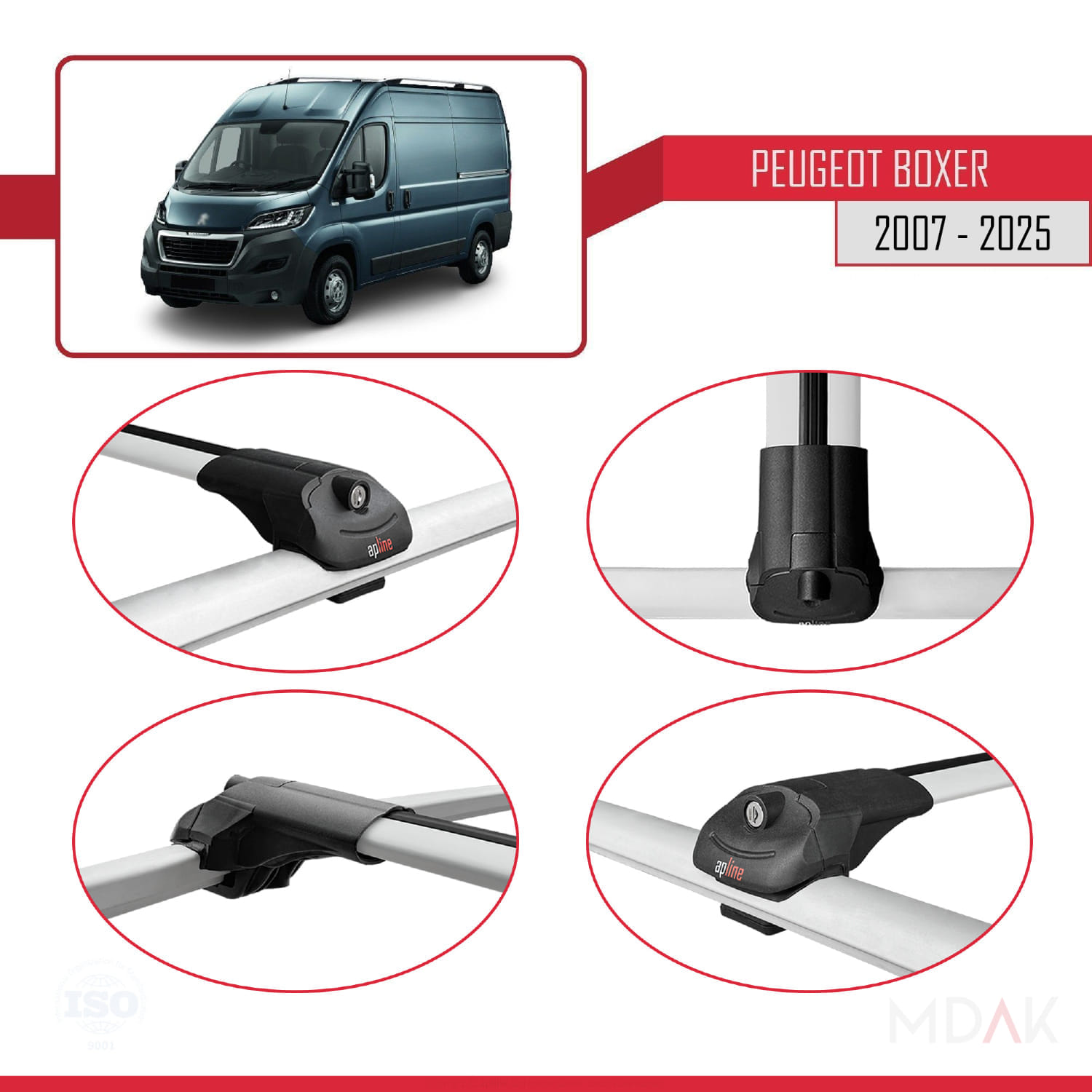 Peugeot Boxer 2 2007 ve Sonrası ile Uyumlu ACE-1 Ara Atkı Tavan Barı Gri 3 Adet - Görsel 4