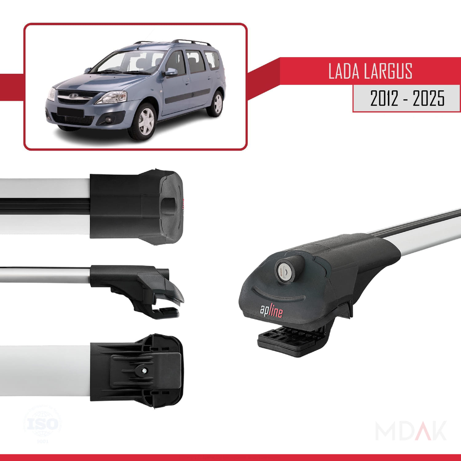 Lada Largus 2012 ve Sonrası ile Uyumlu ACE-1 Ara Atkı Tavan Barı Gri 3 Adet - Görsel 3