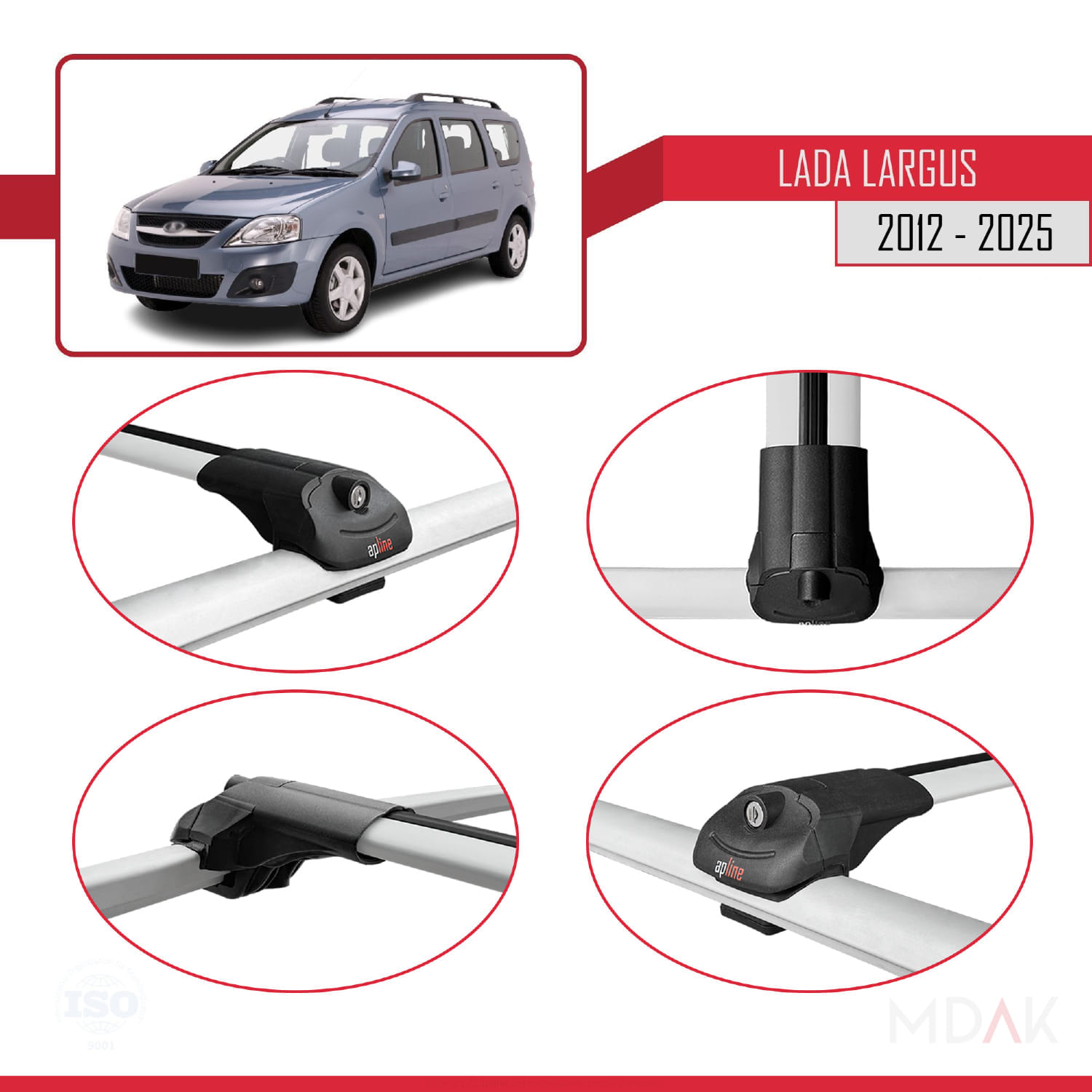 Lada Largus 2012 ve Sonrası ile Uyumlu ACE-1 Ara Atkı Tavan Barı Gri 3 Adet - Görsel 4