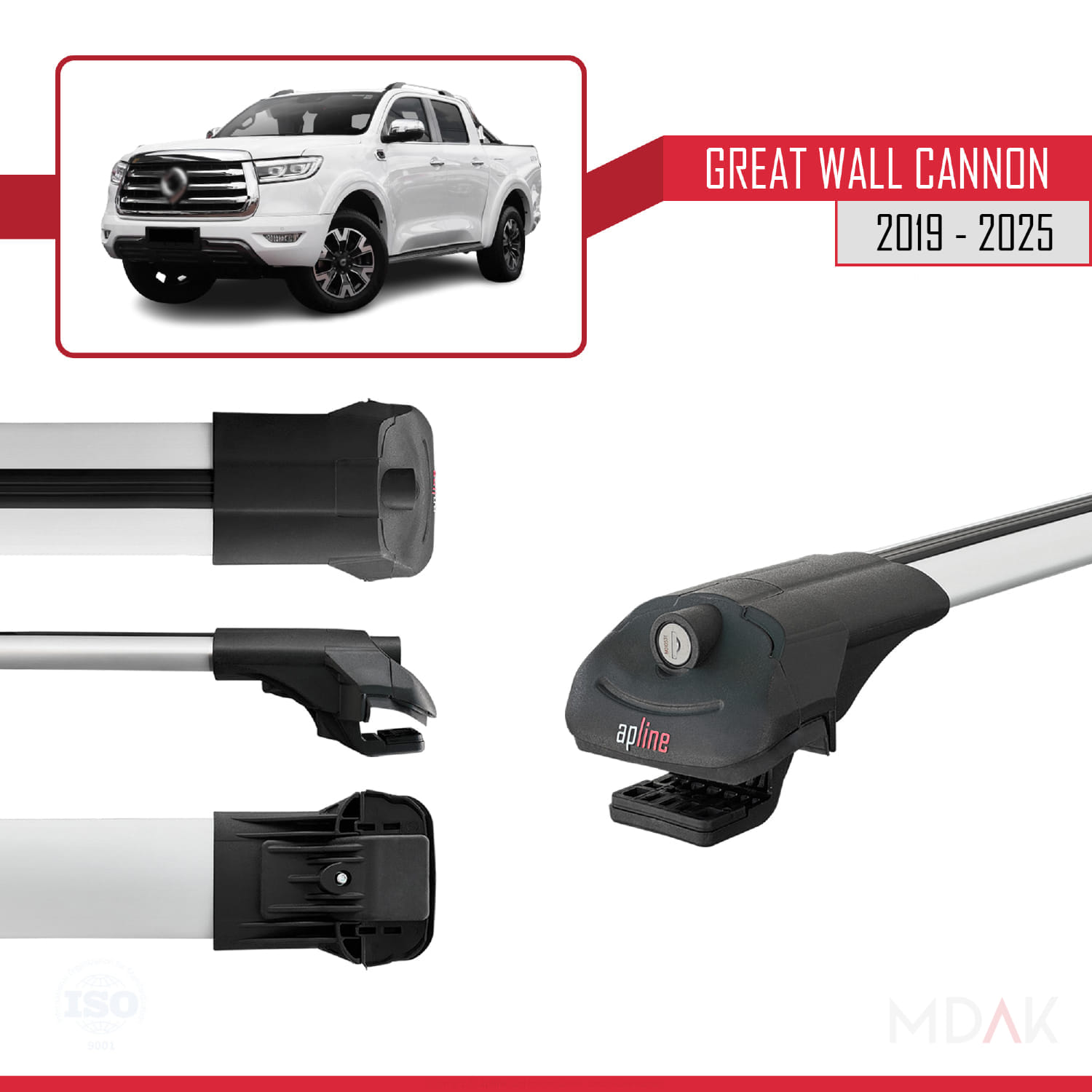 Great Wall Cannon 2019 ve Sonrası ile Uyumlu ACE-1 Ara Atkı Tavan Barı Gri 2 Adet - Görsel 3