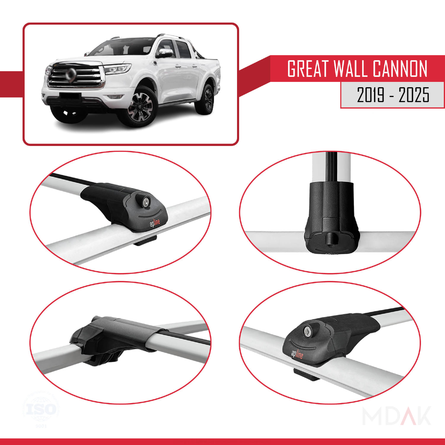 Great Wall Cannon 2019 ve Sonrası ile Uyumlu ACE-1 Ara Atkı Tavan Barı Gri 2 Adet - Görsel 4