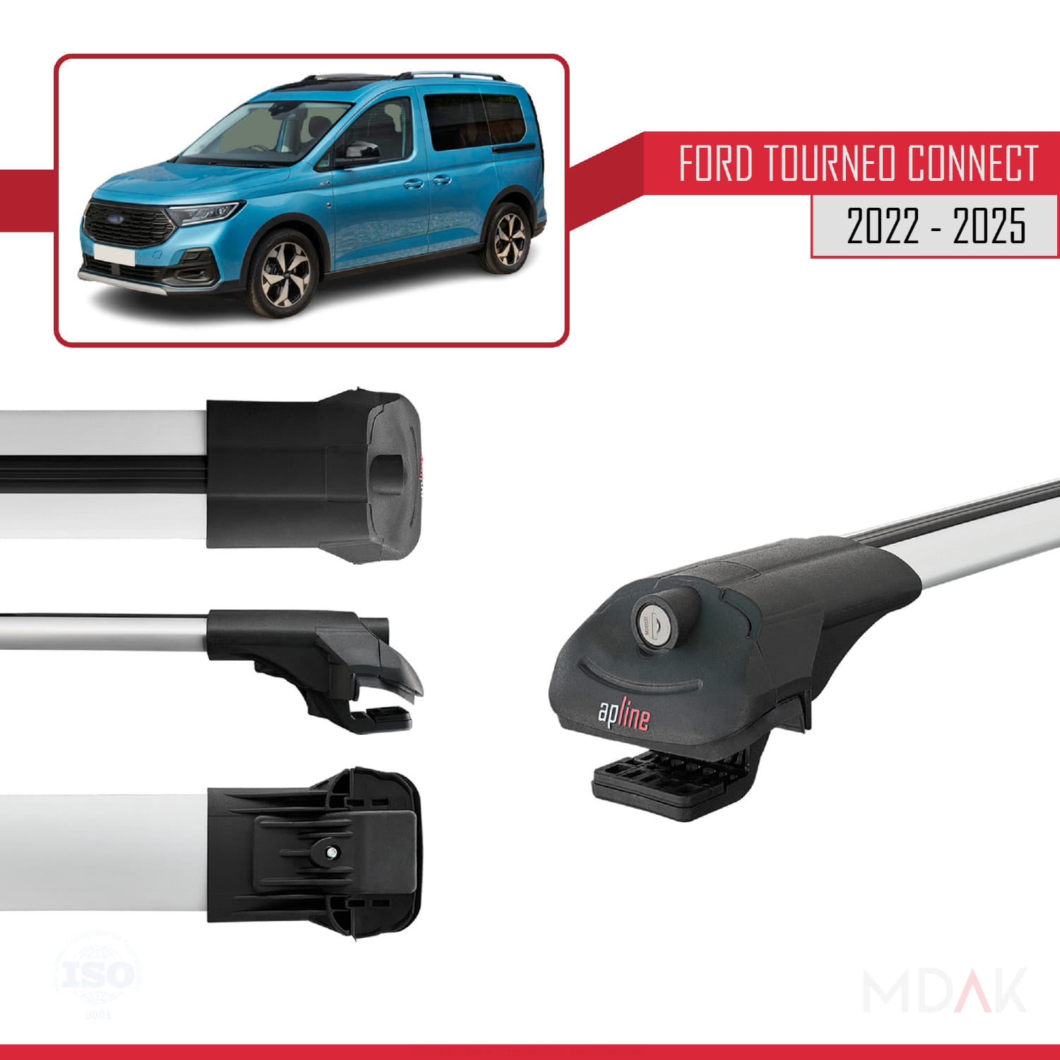 Ford Transit/Tourneo Connect 3 2022 ve Sonrası ile Uyumlu ACE-1 Ara Atkı Tavan Barı Gri 2 Adet - Görsel 3