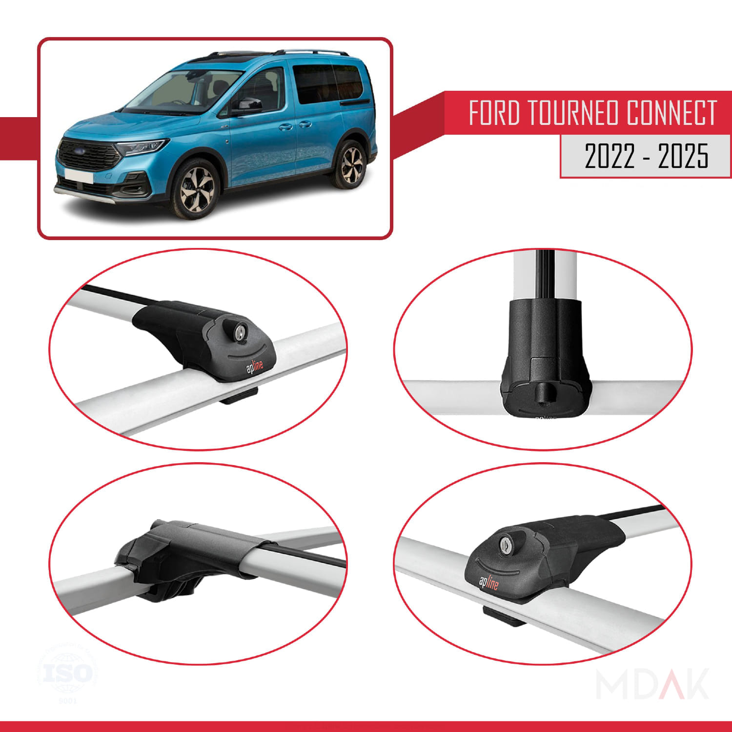 Ford Transit/Tourneo Connect 3 2022 ve Sonrası ile Uyumlu ACE-1 Ara Atkı Tavan Barı Gri 2 Adet - Görsel 4