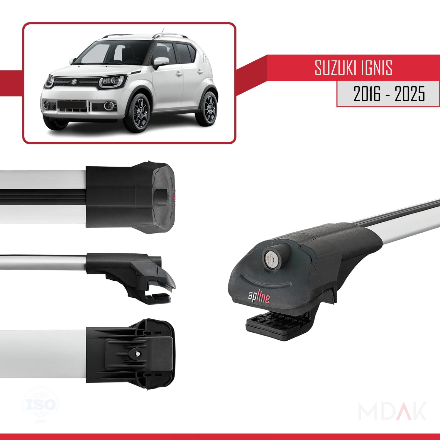 Suzuki Ignis 2016 ve Sonrası ile Uyumlu ACE-1 Ara Atkı Tavan Barı Gri 2 Adet - Görsel 3