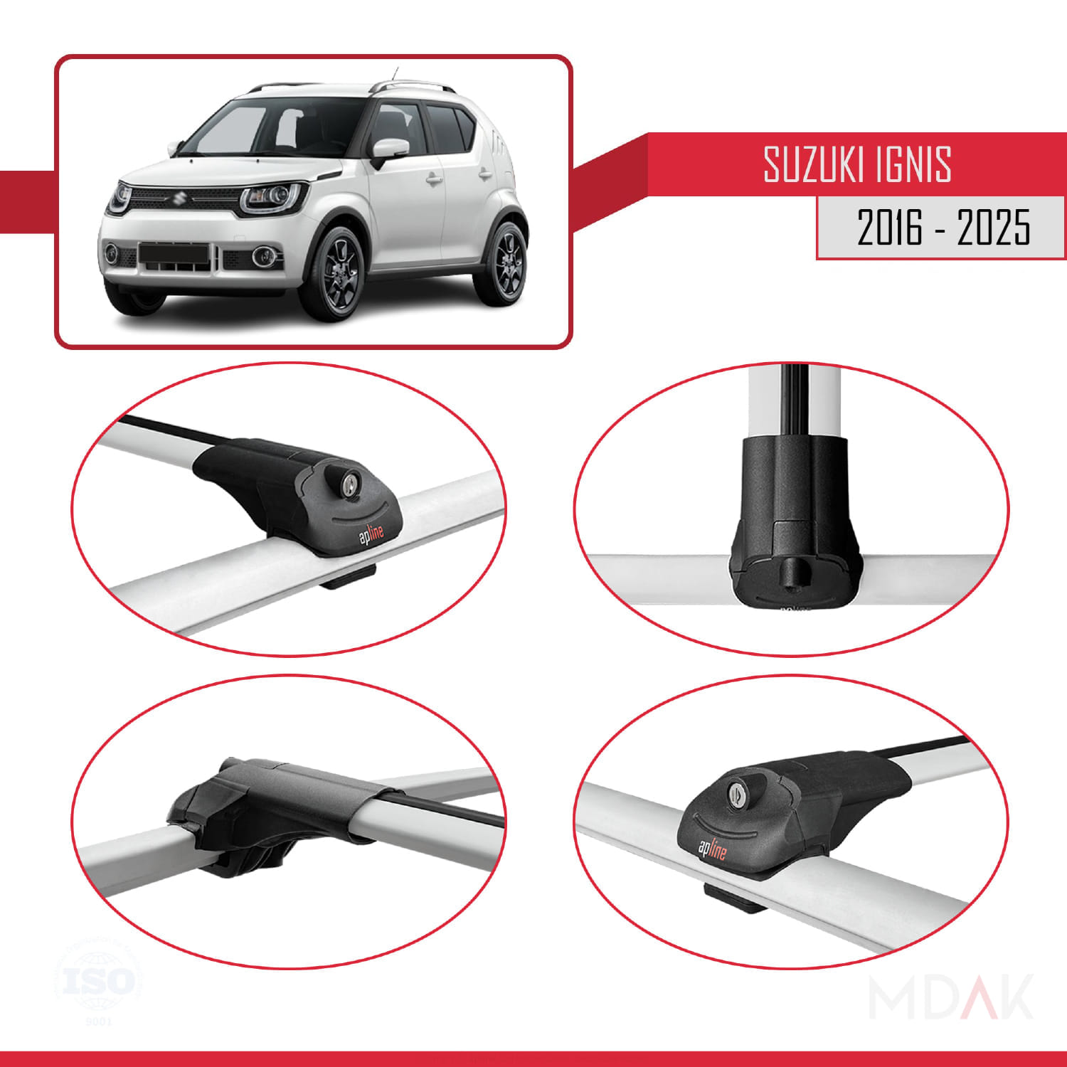 Suzuki Ignis 2016 ve Sonrası ile Uyumlu ACE-1 Ara Atkı Tavan Barı Gri 2 Adet - Görsel 4