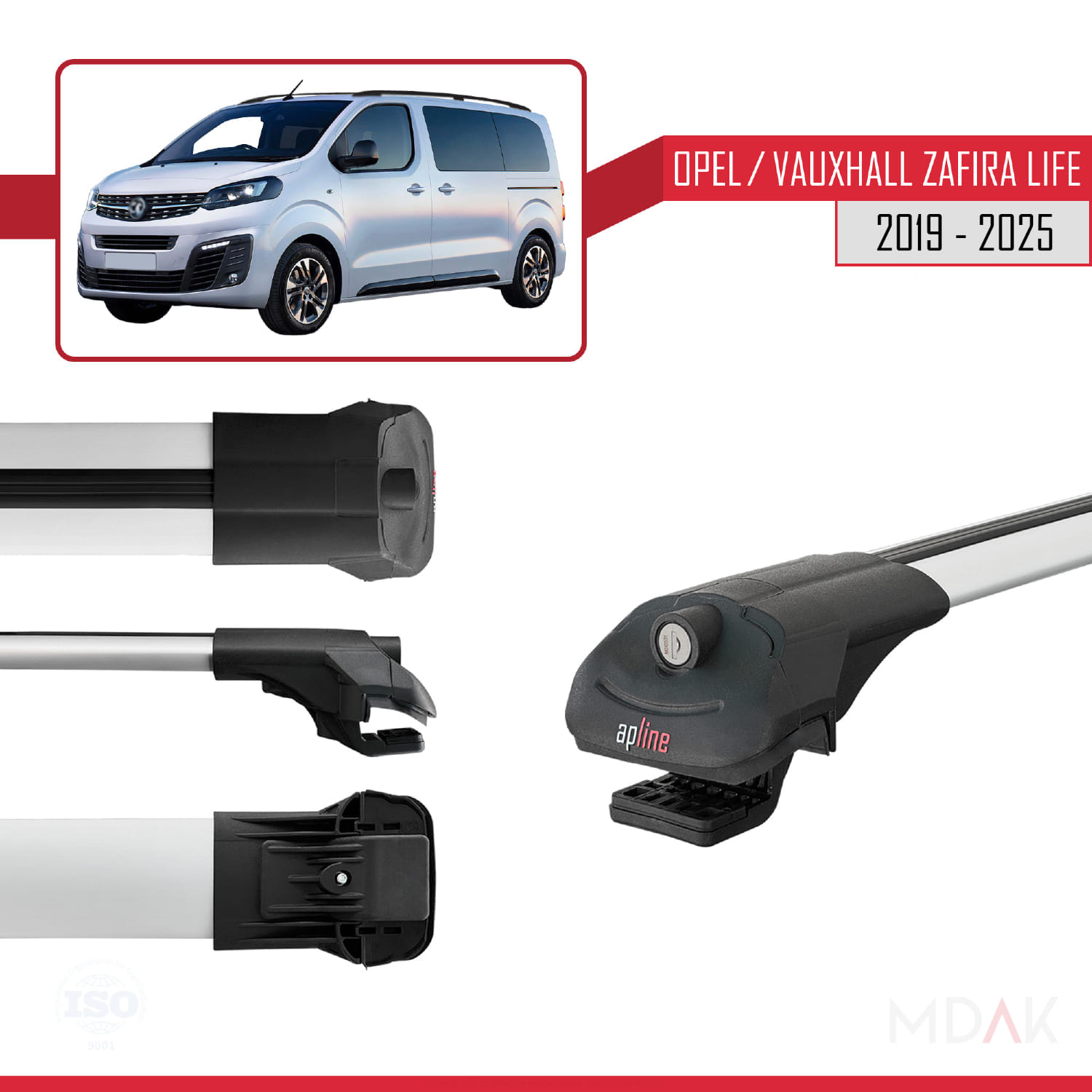 Opel Zafira Life 2019 ve Sonrası ile Uyumlu ACE-1 Ara Atkı Tavan Barı Gri 4 Adet - Görsel 3