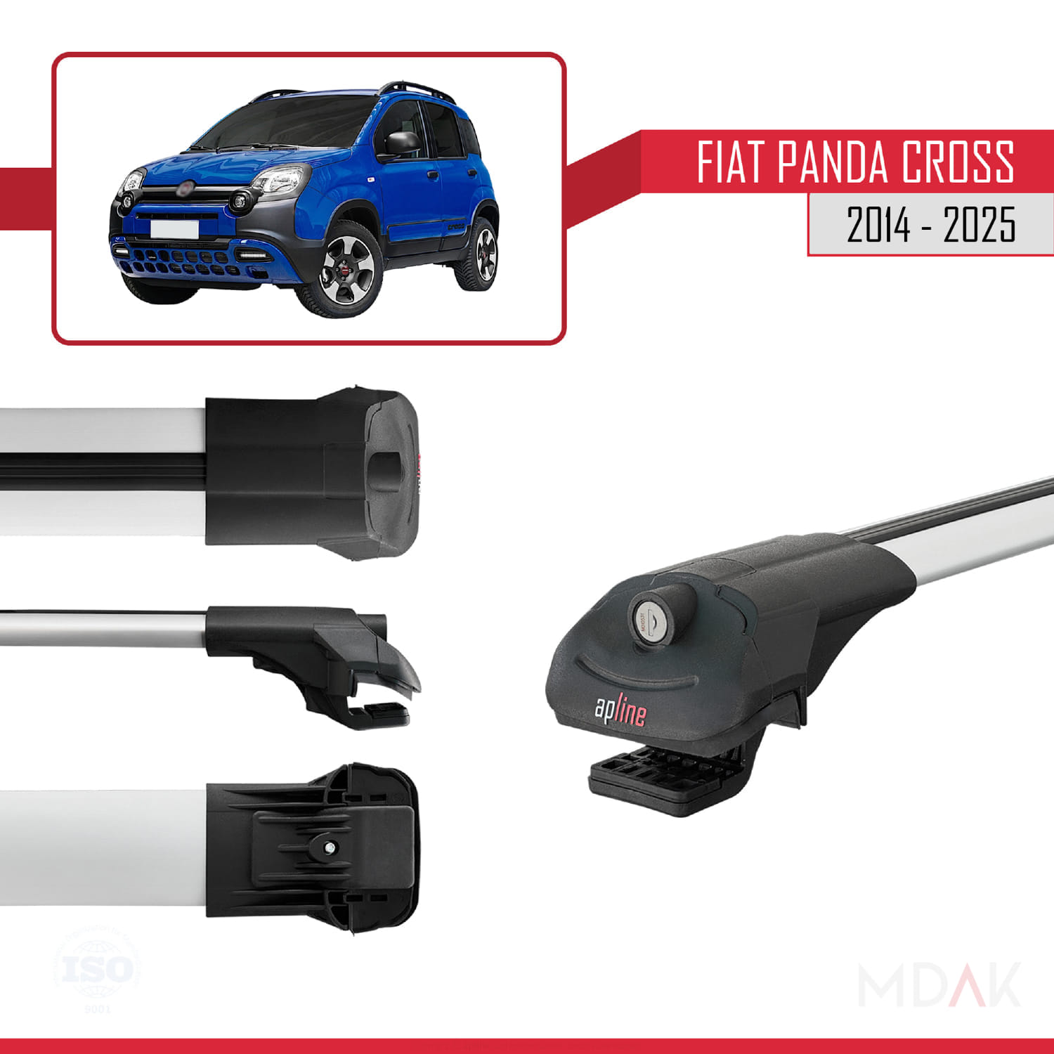 Fiat Panda Cross 2014 ve Sonrası ile Uyumlu ACE-1 Ara Atkı Tavan Barı Gri 2 Adet - Görsel 3