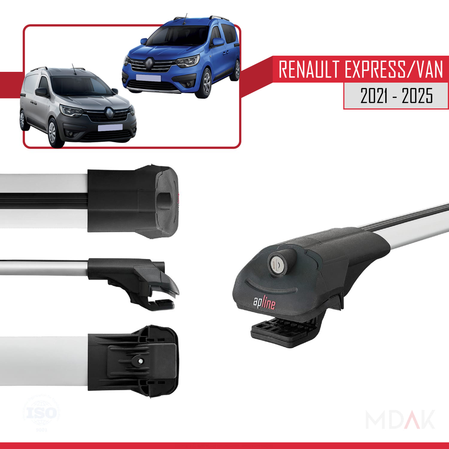 Renault Express 2021 ve Sonrası ile Uyumlu ACE-1 Ara Atkı Tavan Barı Gri 2 Adet - Görsel 3