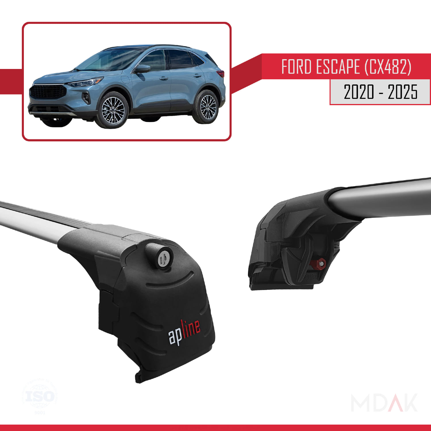Ford Escape 4 (CX482) 2020 ve Sonrası ile Uyumlu ACE-2 Ara Atkı Tavan Barı Gri 2 Adet - Görsel 4